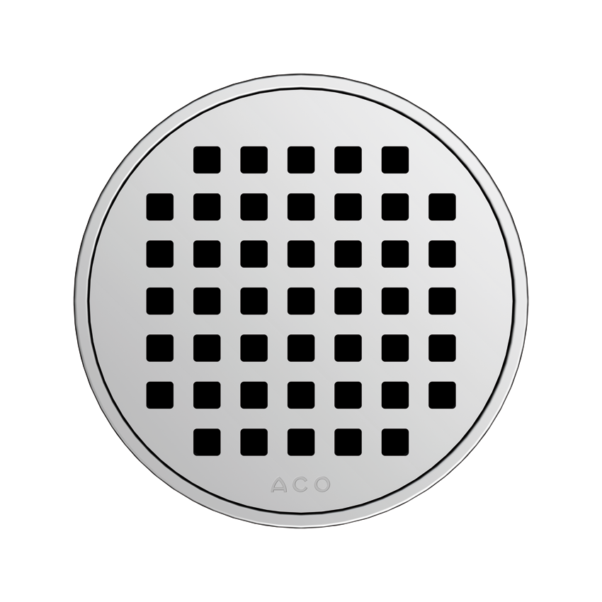Aco EasyFlow<sup>®</sup> Design Quadrato 126x126 Chrome okrugla pokrivna perforirana rešetka za podni slivnik od nerđajućeg čelika debljine 5,5mm 5141.25.22
