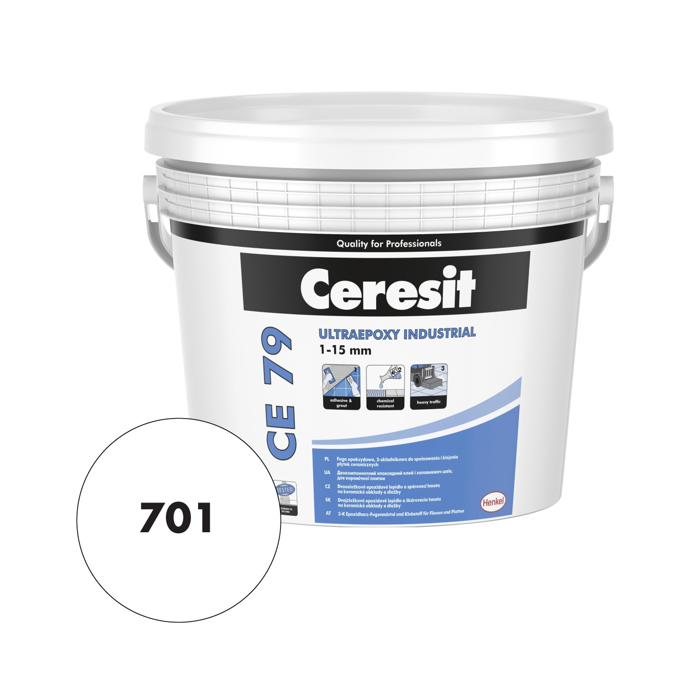Ceresit CE 79 Ultraepoxy Industrial (701) kristalno bela 5kg epoksidna dvokomponentna masa za fugovanje i lepak vodoodbojna za spoljašnje i unutrašnje prostore (fugovanje: 0,3-1,1 kg/m<sup>2</sup>, lepljenje: 2,5kg/m<sup>2</sup>)