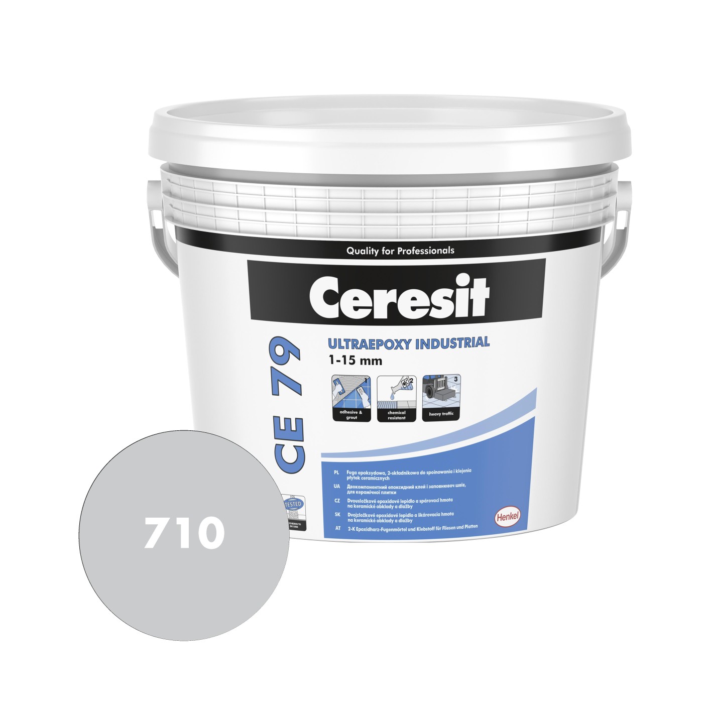 Ceresit CE 79 Ultraepoxy Industrial (710) svetlo siva 5kg epoksidna dvokomponentna masa za fugovanje i lepak vodoodbojna za spoljašnje i unutrašnje prostore (fugovanje: 0,3-1,1 kg/m<sup>2</sup>, lepljenje: 2,5kg/m<sup>2</sup>)