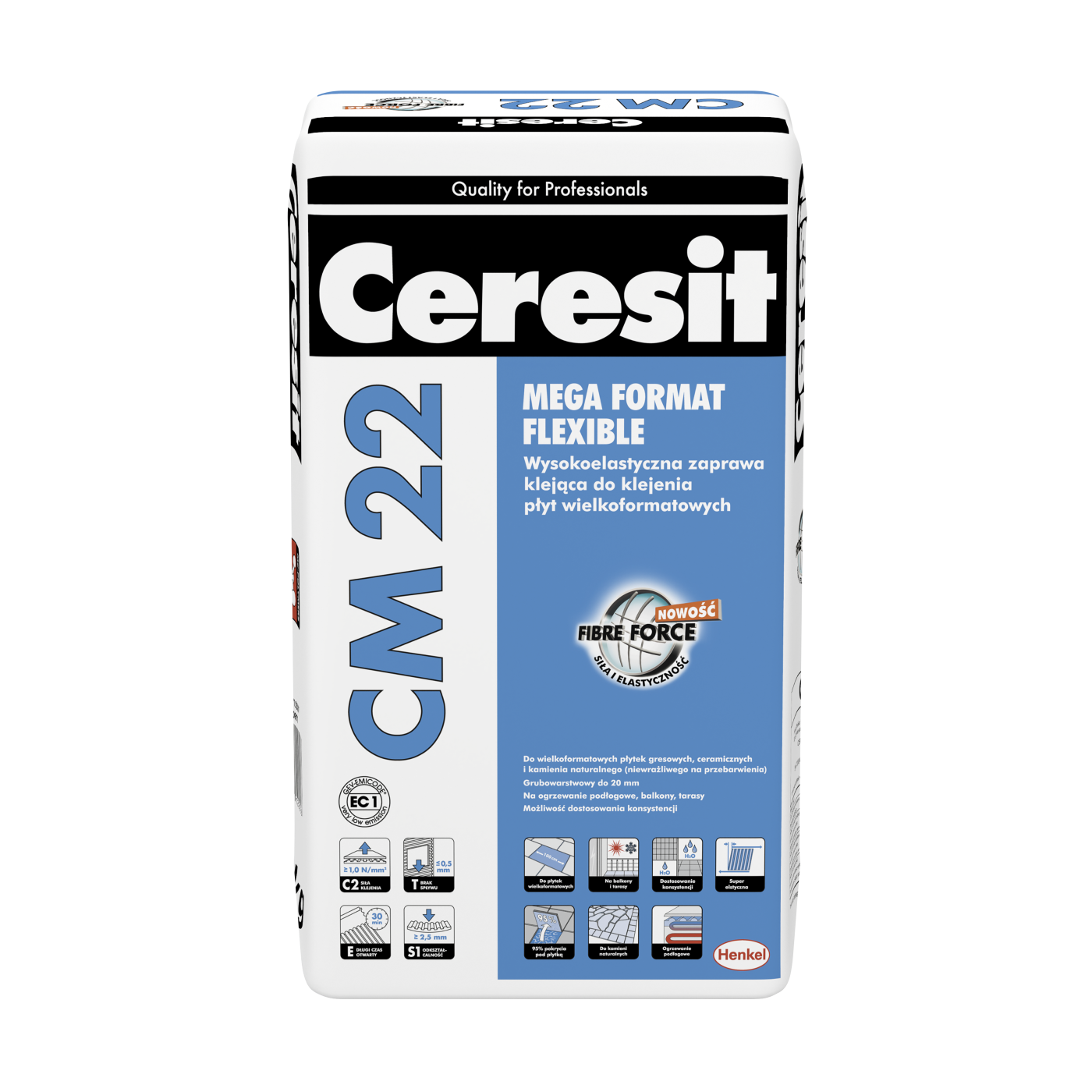 Ceresit CM 22 Mega Format 20kg lepak za pločice visokofleksibilni sivi za pločice velikih formata C2TES1 (5-6kg/m<sup>2</sup>)