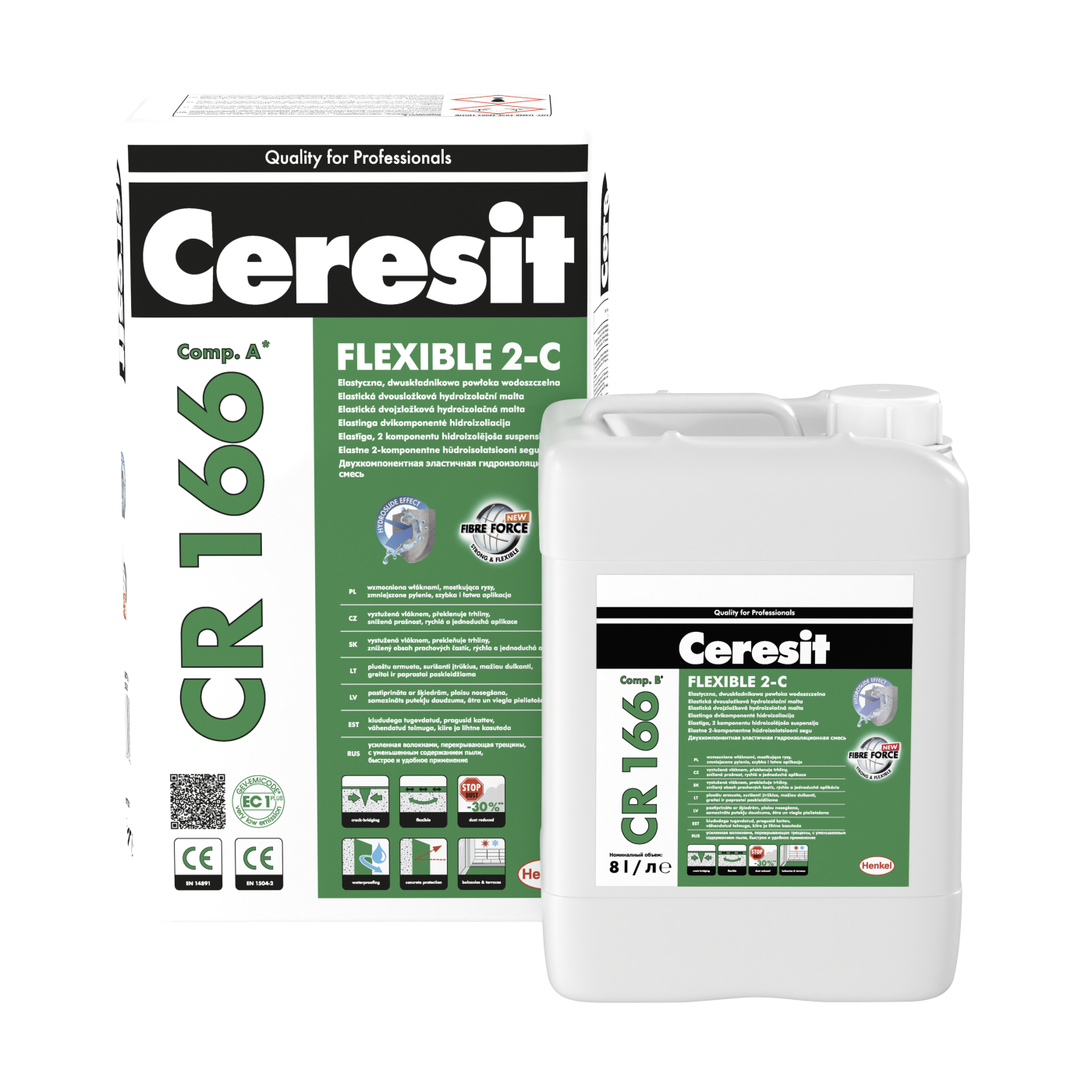 Ceresit CR 166 -2K 32kg hidroizolacioni cementni malter dvokomponentni fleksibilni sivi za rezervoare vode (1,5kg/m<sup>2</sup>/mm)