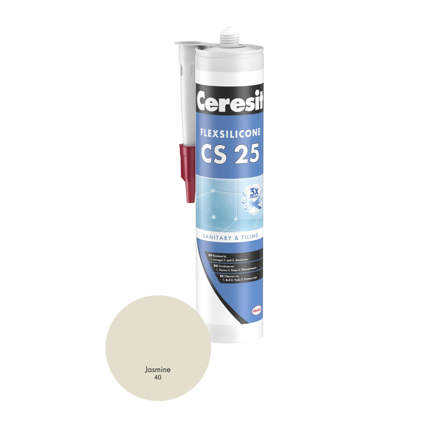 Ceresit CS 25 Sanitary (40) Jasmine 280ml premium sanitarni silikon elastični za zaptivanje spolja i unutra
