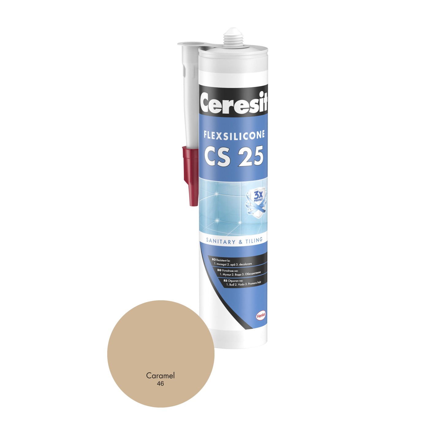 Ceresit CS 25 Sanitary (46) Caramel 280ml premium sanitarni silikon elastični za zaptivanje spolja i unutra