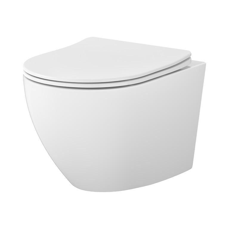 Cersanit Desse Pro Oval White Mito Tornado WC šolja konzolna 36x49x32,5 sa Slim SoftClose daskom za WC šolju sporospuštajućom od duroplasta S4024-001