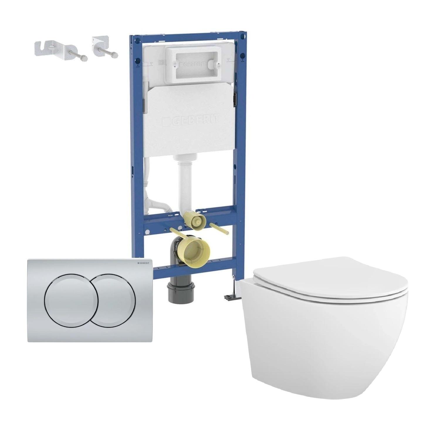 Geberit Delta i Cersanit Desse 5 u 1 set od ugradnog vodokotlića sa Matt Chrome tasterom i kompaktne konzolne WC šolje sa pratećom opremom