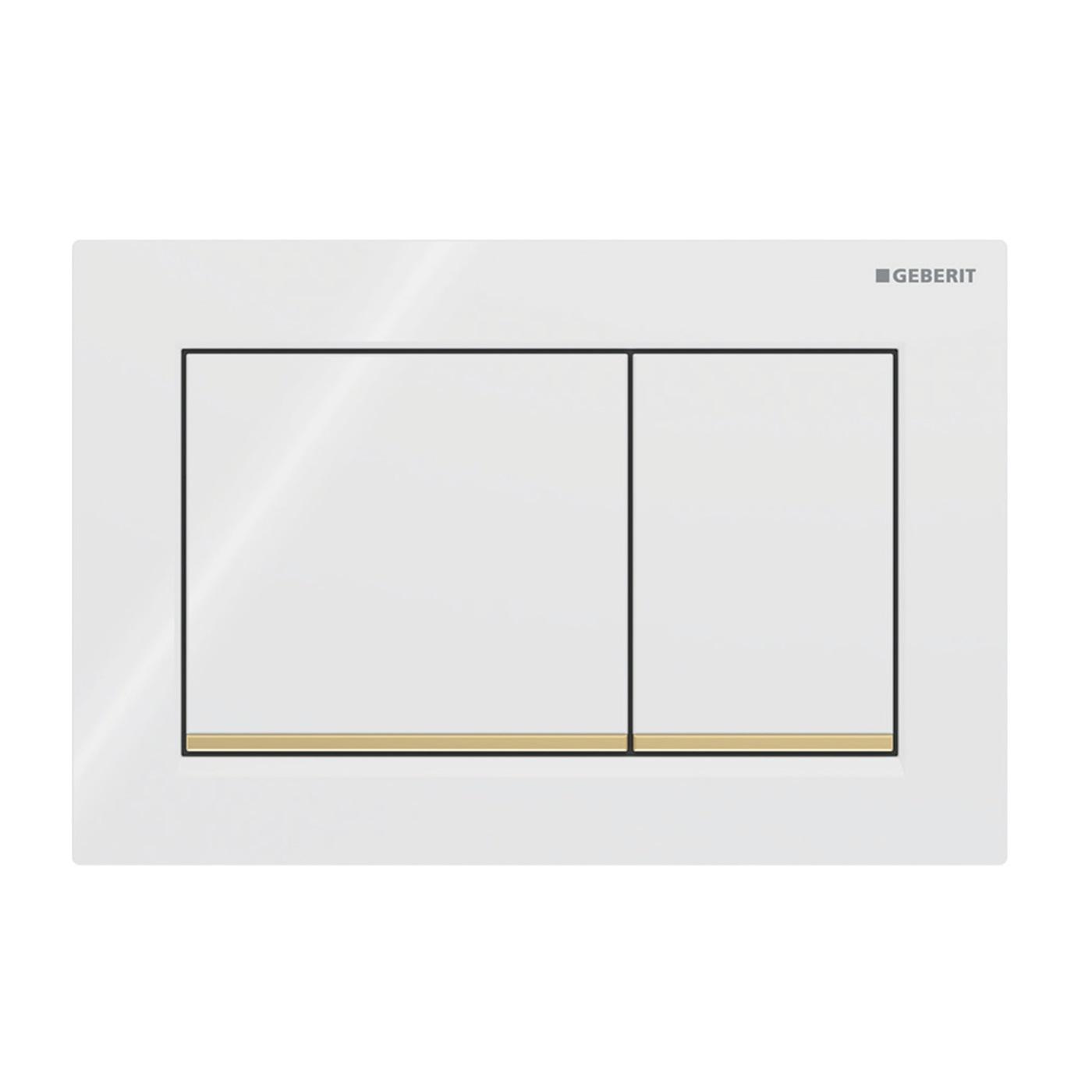 Geberit Omega20 White / Gloss Gold taster za ugradne vodokotliće dvokoličinski četvrtasti 115.080.KK.1