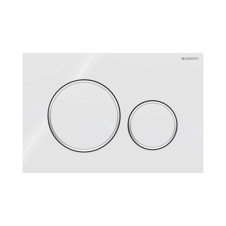 Geberit Sigma20 Matt Chrome / Gloss Chrome taster za ugradne vodokotliće dvokoličinski okrugli 115.882.KH.1