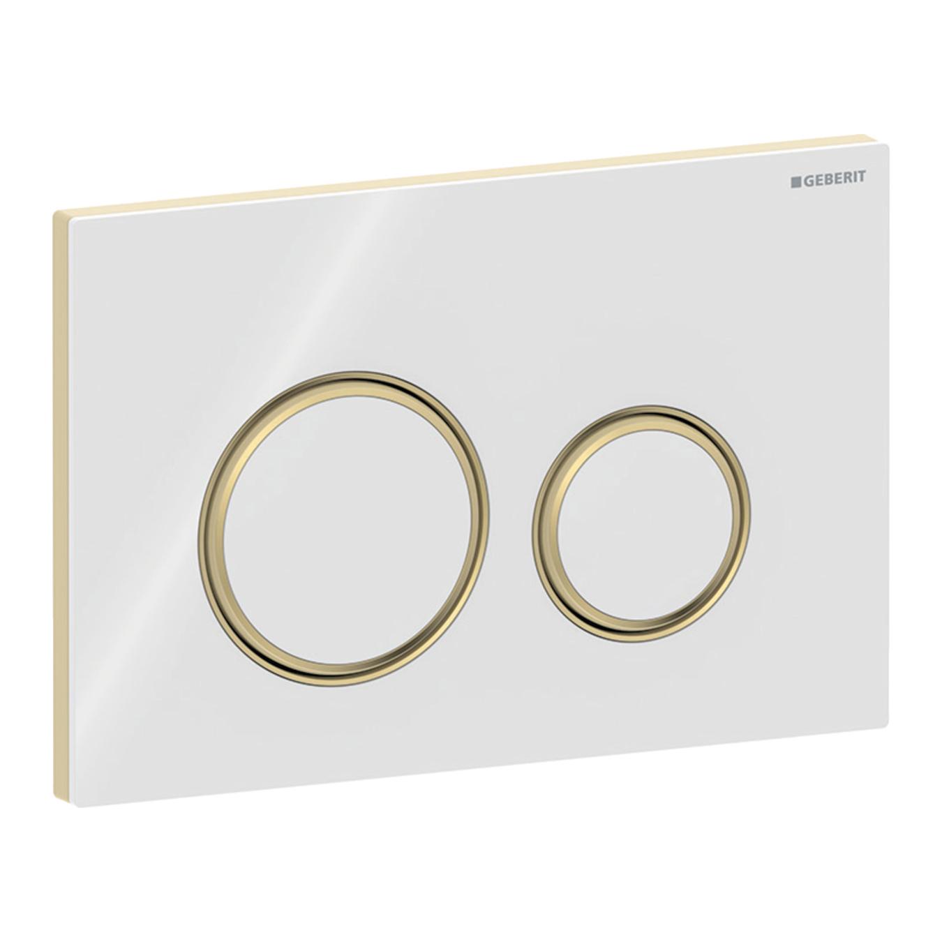 Geberit Sigma50 White / Brass taster za ugradne vodokotliće dvokoličinski okrugli 115.652.SI.1