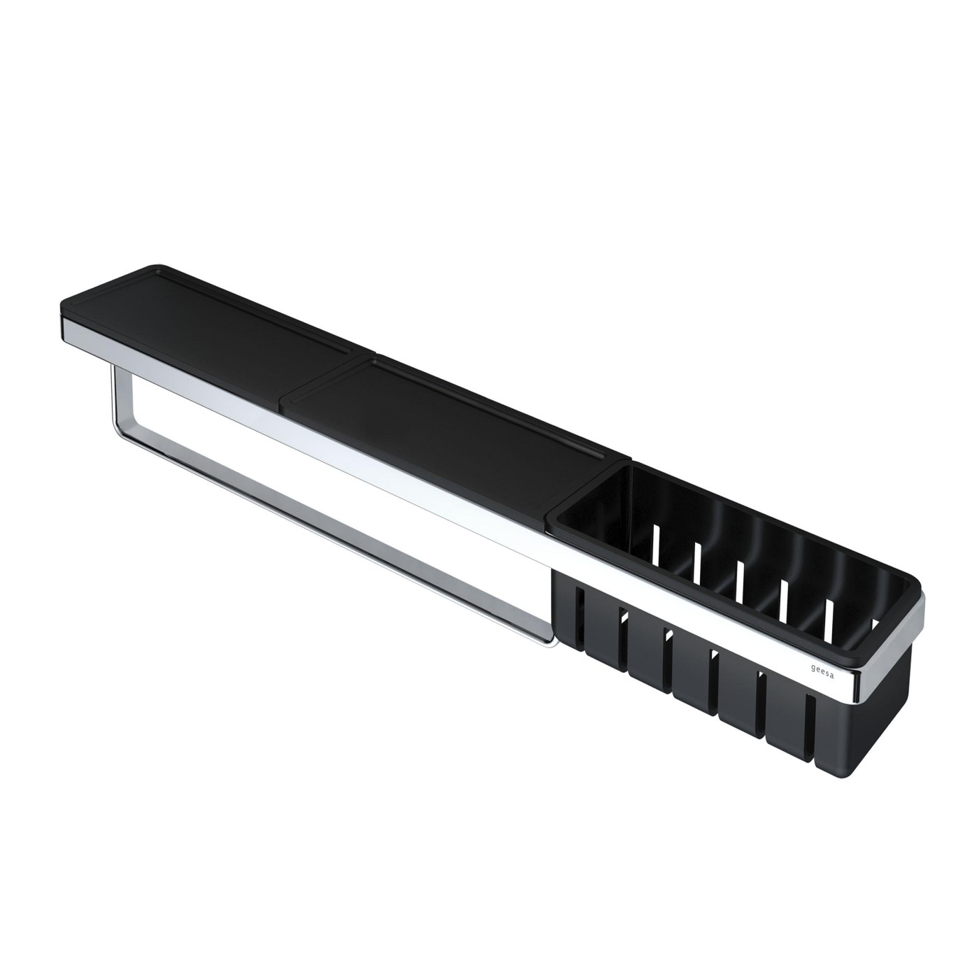 Geesa frame 630 Black/Chrome držač peškira sa policom i mrežastom korpom 918854-02-06-630
