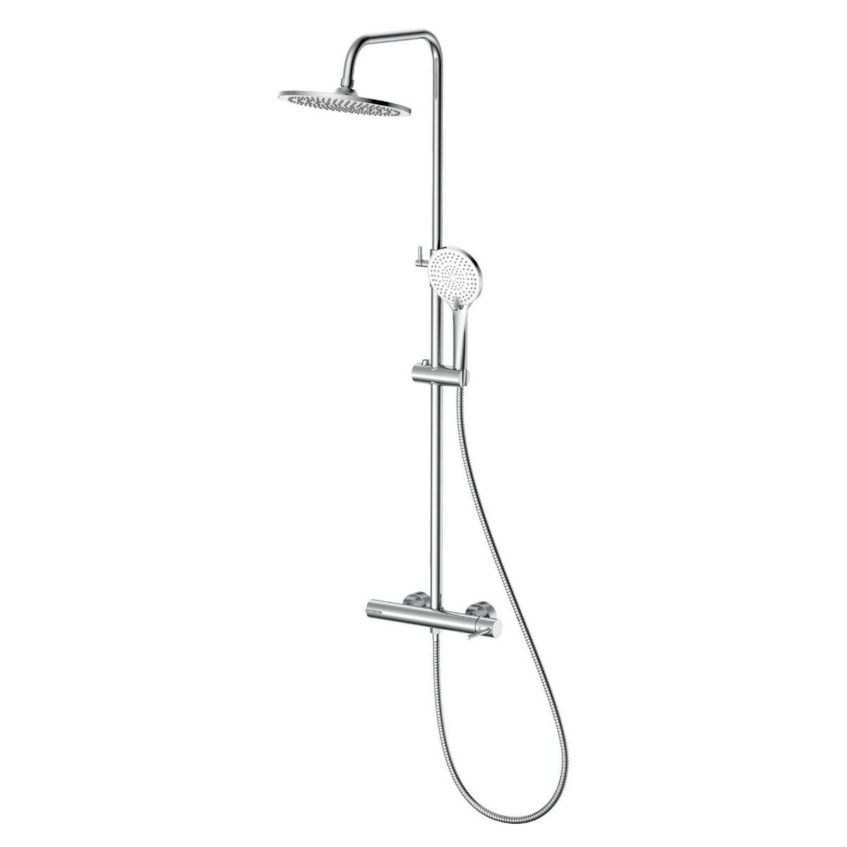 Giusta Ultima 250 Chrome kompletni tuš sistem usponski sa baterijom, okruglim nadglavnim tušem i ručnim tuš setom sa kliznim držačem 71401000