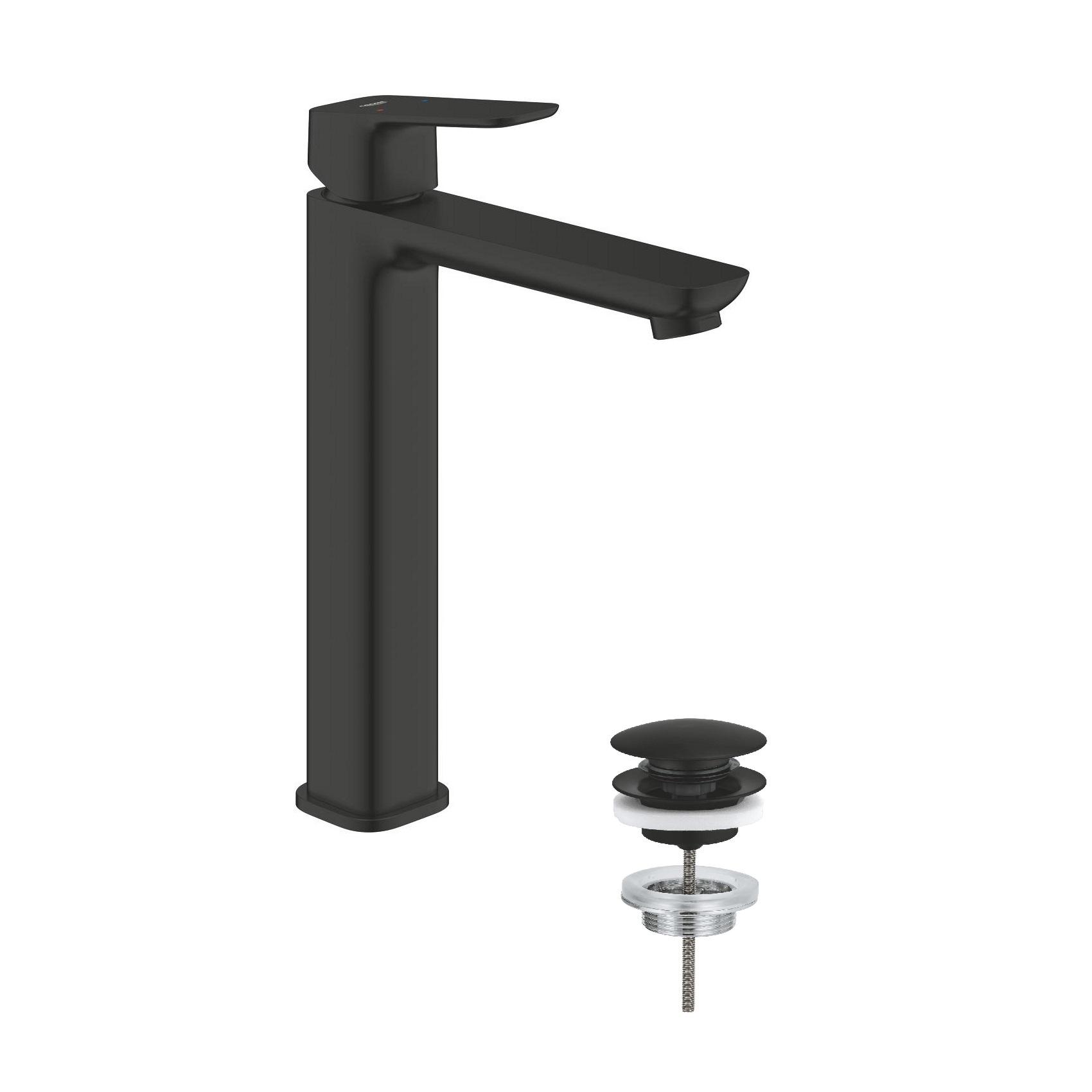 Grohe Cubeo 201 Matt Black baterija (slavina) za umivaonik sa odlivnim ventilom sifona push-open 1017292430