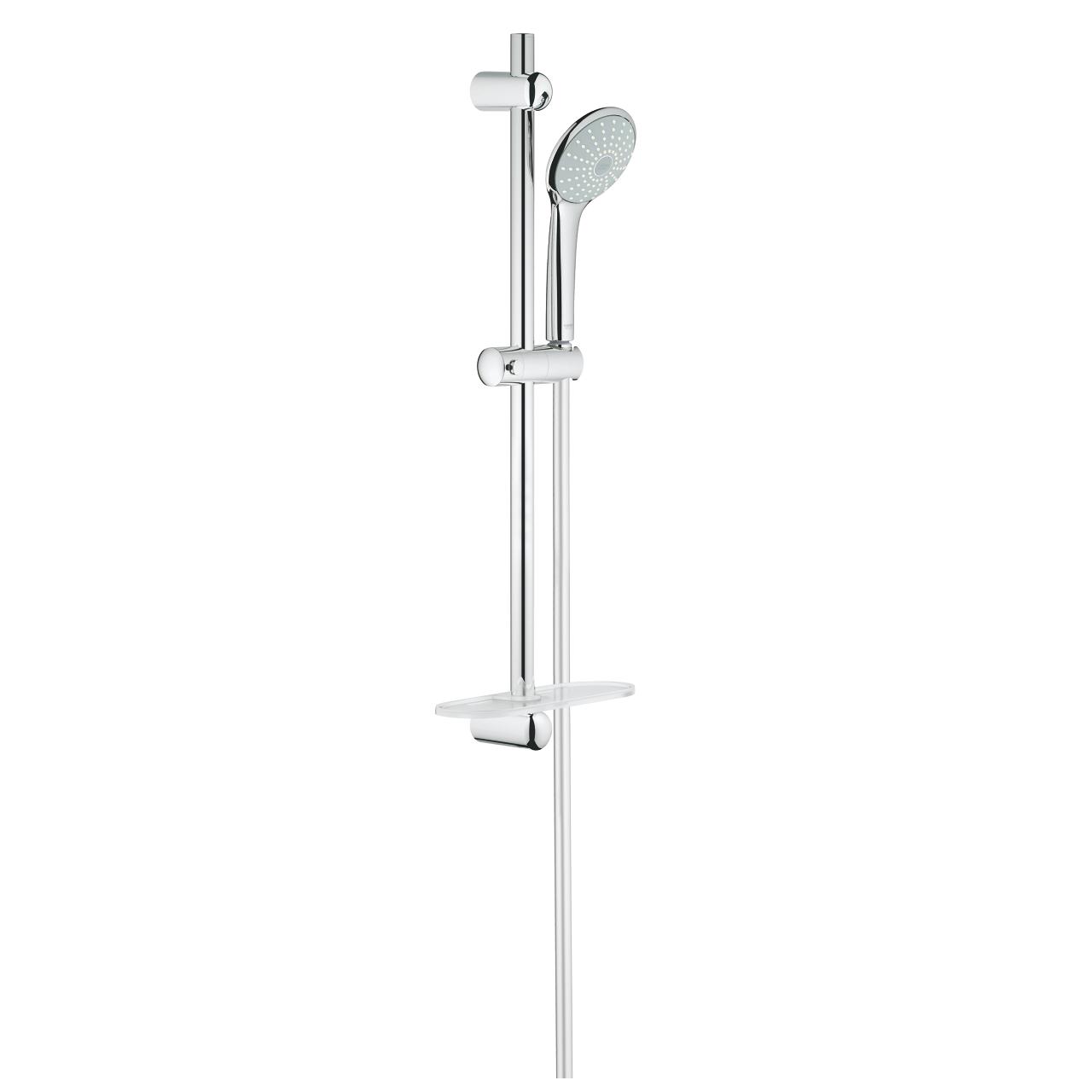 Grohe Euphoria 110 Mono Chrome tuš set: ručni tuš, usponska šipka za tuš, Silverflex crevo za tuš i Easyreach polica 27266001