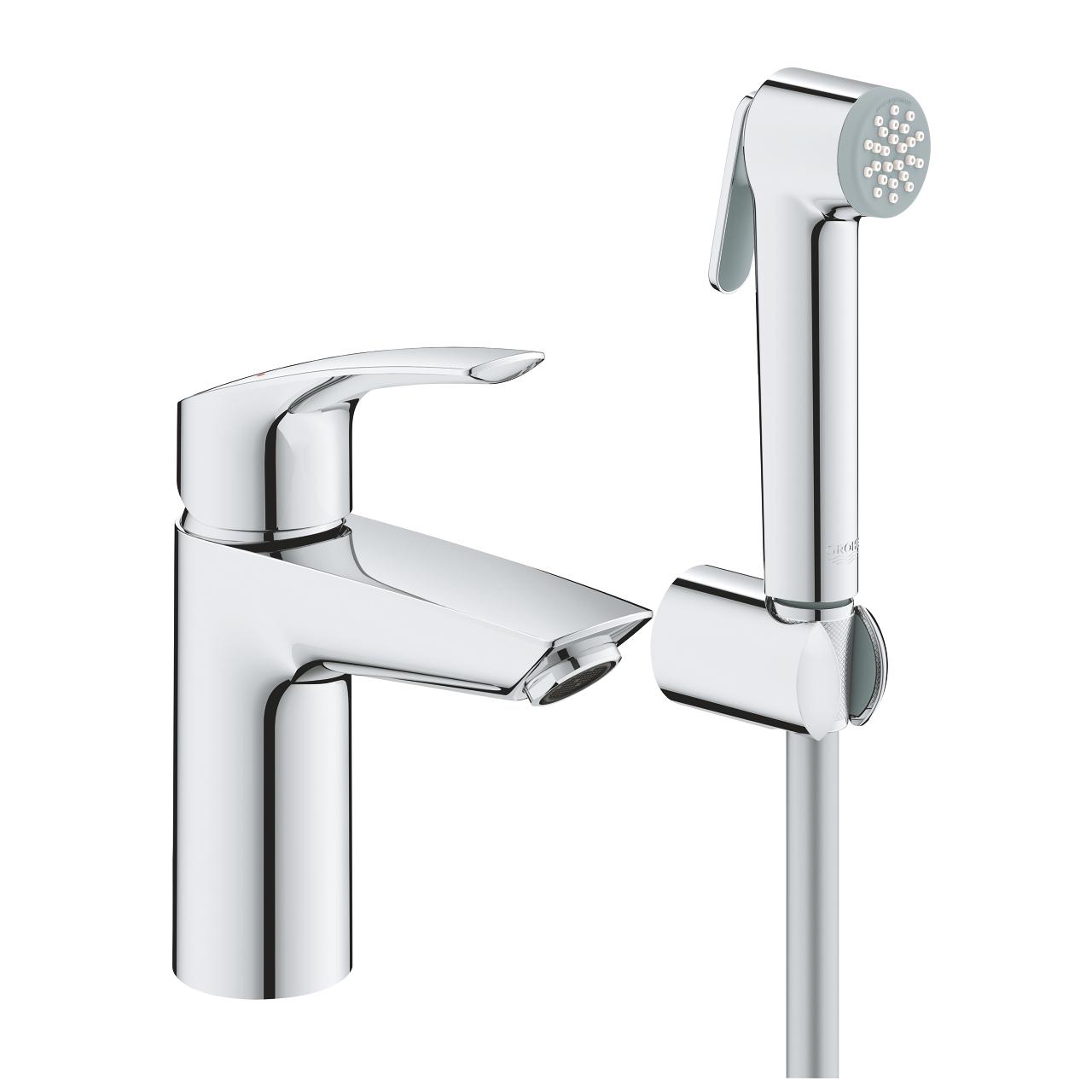 Grohe Eurosmart Chrome baterija (slavina) za umivaonik sa higijenskim tuš setom i odlivnim ventilom sifona push-open 92mm 23124003