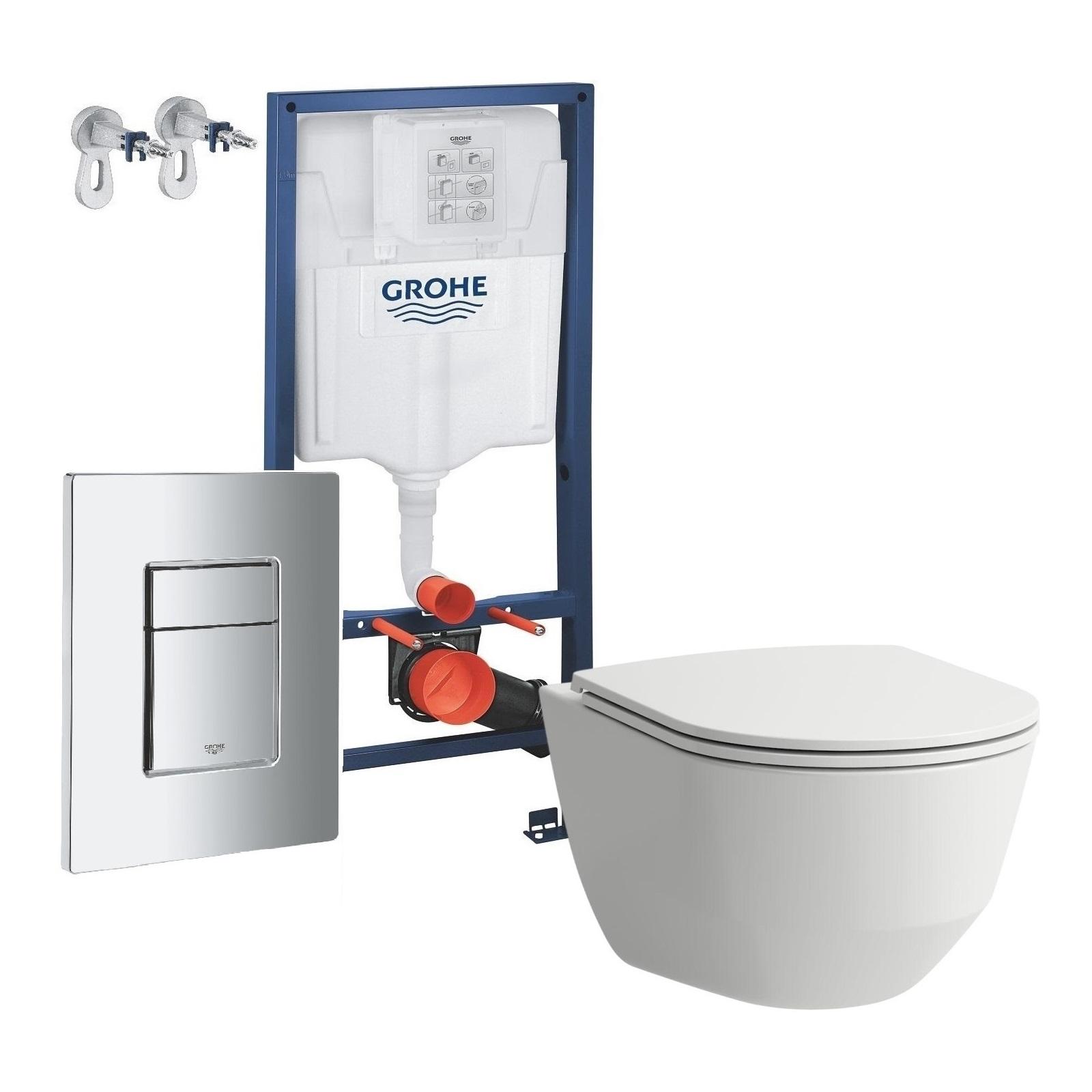 Grohe i Laufen 5 u 1 set od ugradnog vodokotlića sa Chrome tasterom i konzolne WC šolje sa pratećom opremom