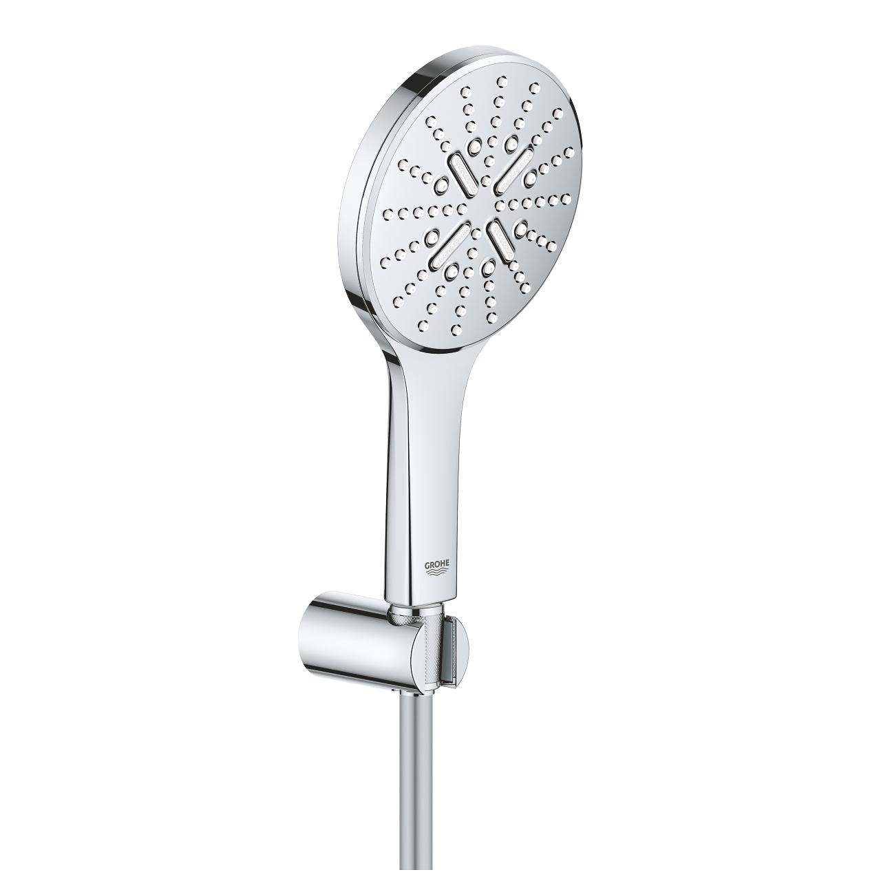 Grohe Rainshower Smartactive 130 Chrome tuš set: ručni tuš sa 3 mlaza, zidni držač za tuš i Silverflex 1500 crevo za tuš 26581000
