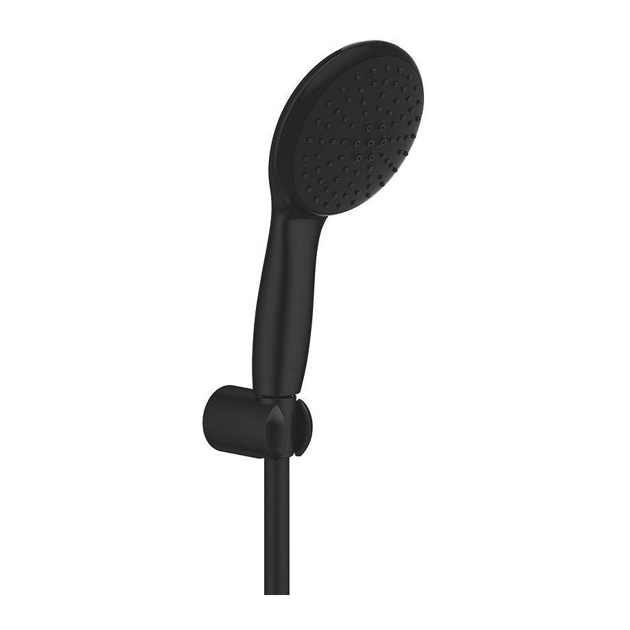 Grohe Tempesta 110 Matt Black Set ručni tuš sa 2 mlaza okrugli, zidni priključak za crevo sa integrisanim držačem za tuš i Relexaflex 1250 crevo za tuš 261642433