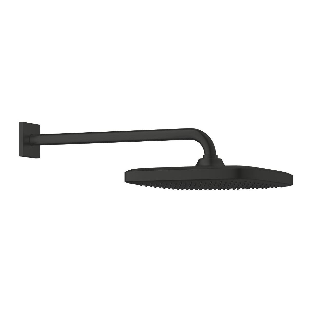 Grohe Tempesta 250 Cube  Phantom Black nadglavni tuš četvrtasti sa 1 mlazom i držačem nadglavnog tuša zidnim od 380mm 266872430