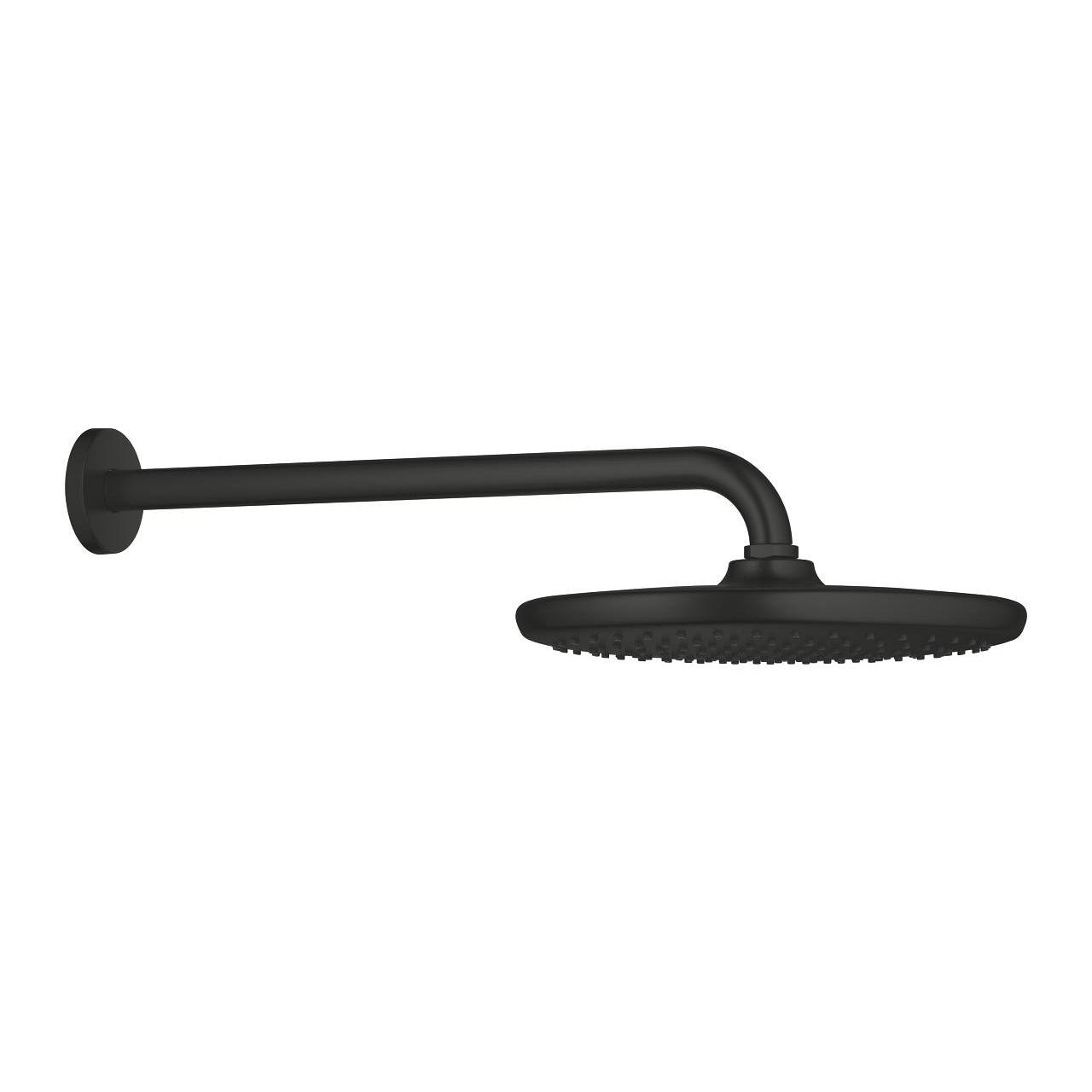 Grohe Tempesta 250 Phantom Black nadglavni tuš okrugli sa 1 mlazom i držačem nadglavnog tuša zidnim od  380mm 266682430