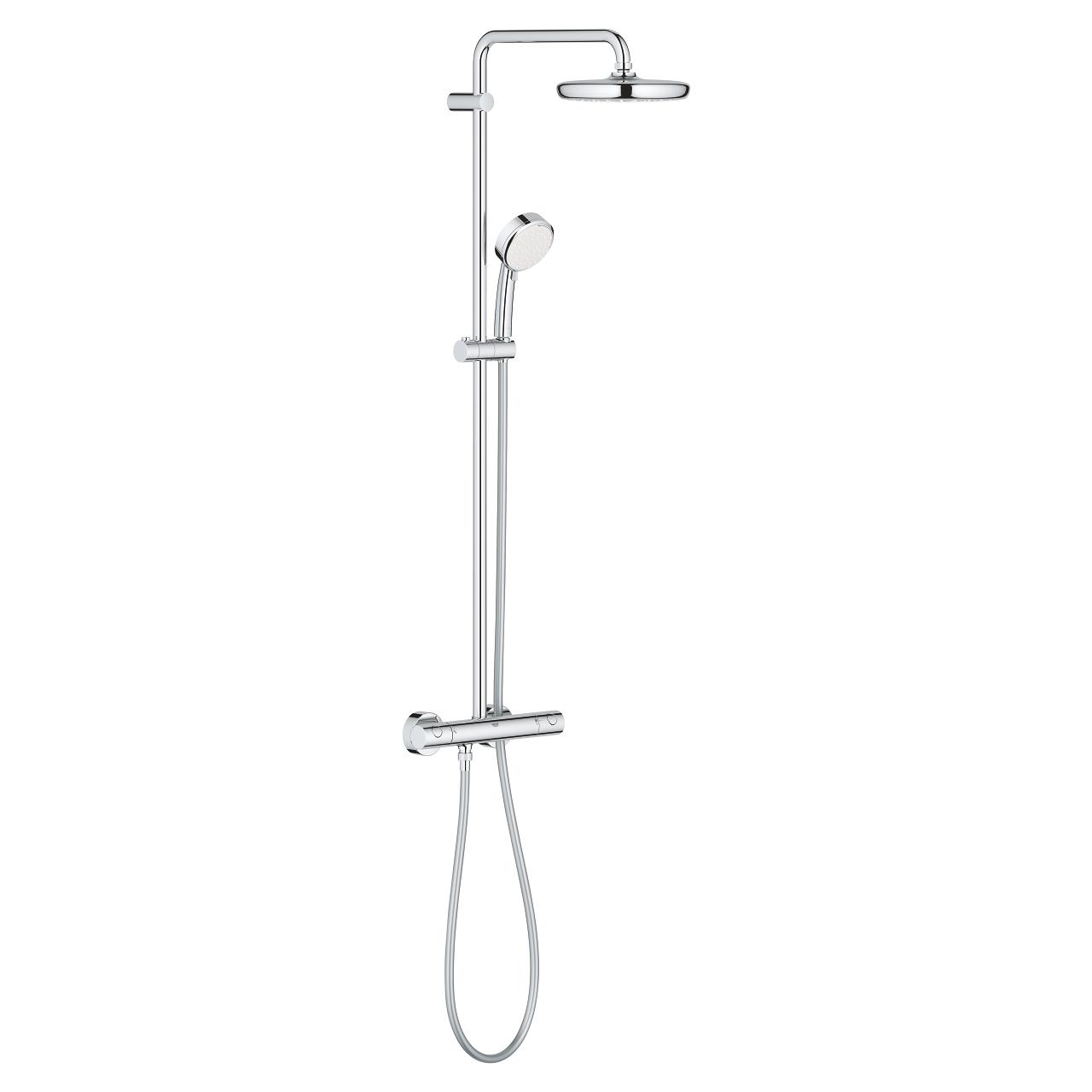 Grohe Tempesta Cosmopolitan System 210 Chrome kompletni tuš sistem usponski sa termostatstkim mešačem i okruglim nadglavnim tušem 27922001