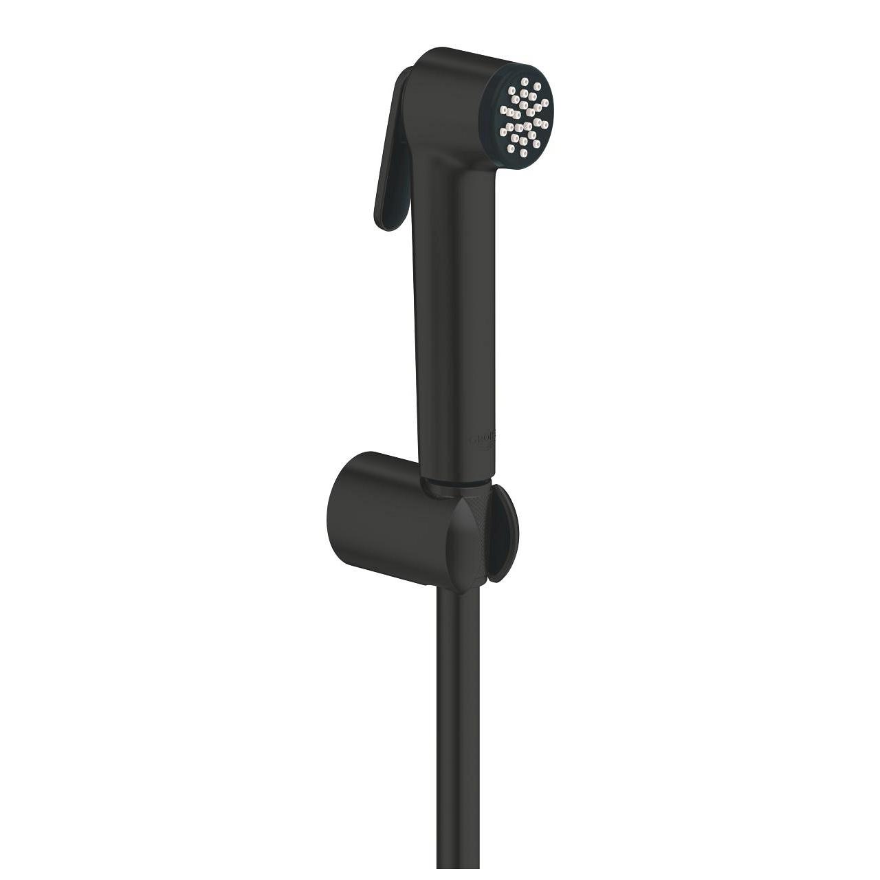 Grohe Tempesta-F Trigger Spray 30 Matt Black Set ručni higijenski tuš (bideta) sa aktivatorom mlaza, zidni priključak za crevo sa integrisanim držačem za tuš i Silverflex 1250 crevo za tuš 1025302431