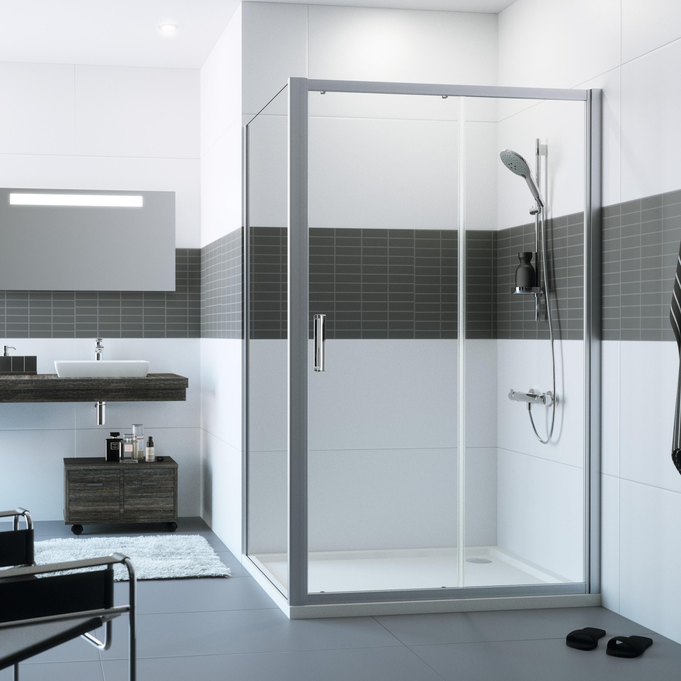 Hüppe Classics2 1200 MattSilver/Silver tuš vrata dvodelna visine 1900mm sa kaljenim providnim Anti-Plaque staklom debljine 6/4mm C20402.087.322