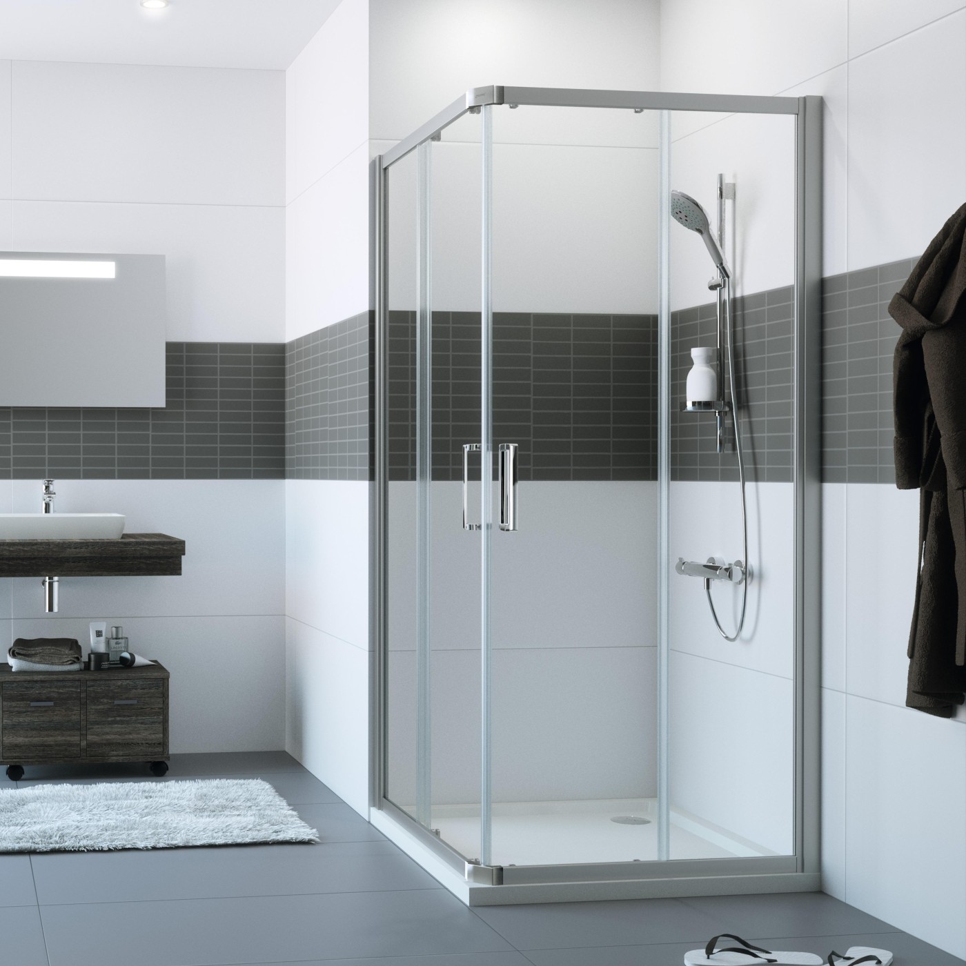 Hüppe Classics2 90x90 Silver tuš kabina četvrtasta visine 2000mm sa kaljenim providnim Anti-Plaque staklom debljine 6/4mm C20107.069.322