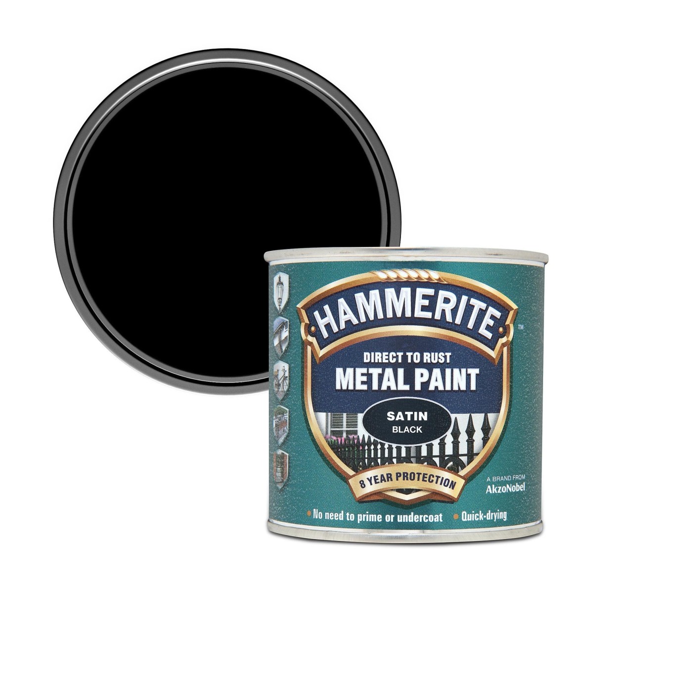 Hammerite Satin Black SemiMatt 0,75L polumatirana 3 u 1 emajl boja za metal za spolja i unutra na modifikovanoj uljanoj bazi za brzo sušenje (0,08-0,20L/m2/sloj)