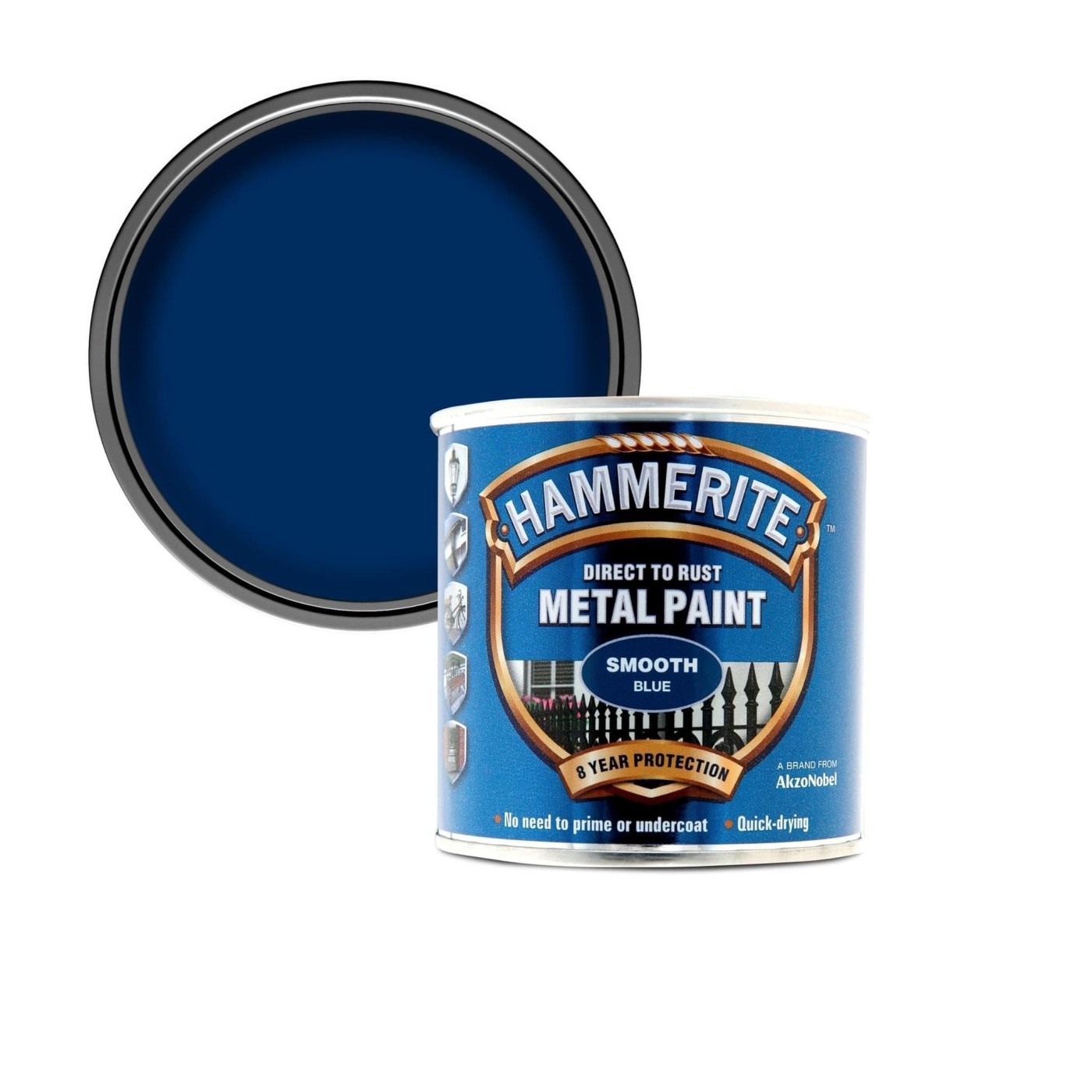 Hammerite Smooth Dark Blue Glossy 0,75L sjajna 3 u 1 emajl boja za metal za spolja i unutra na modifikovanoj uljanoj bazi za brzo sušenje (0,08-0,20L/m2/sloj)