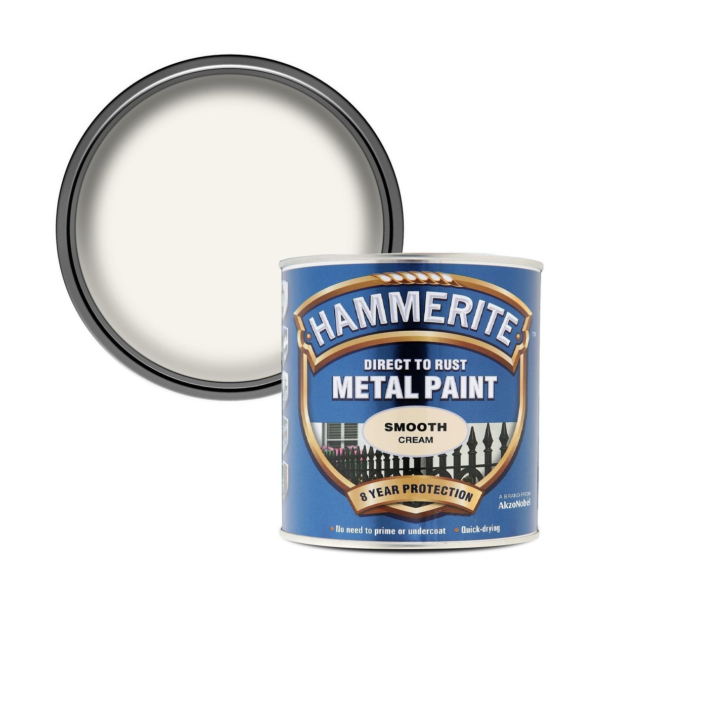 Hammerite Smooth Cream Glossy 0,75L sjajna 3 u 1 emajl boja za metal za spolja i unutra na modifikovanoj uljanoj bazi za brzo sušenje (0,08-0,20L/m2/sloj)