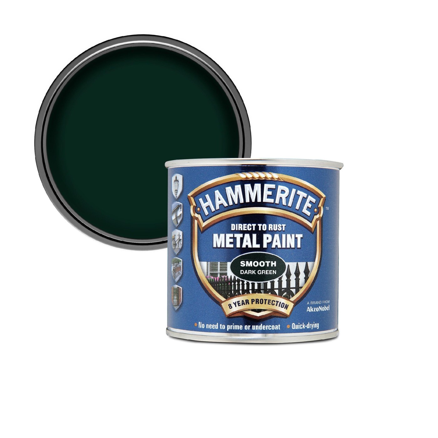 Hammerite Smooth Dark Green Glossy 0,75L sjajna 3 u 1 emajl boja za metal za spolja i unutra na modifikovanoj uljanoj bazi za brzo sušenje (0,08-0,20L/m2/sloj)