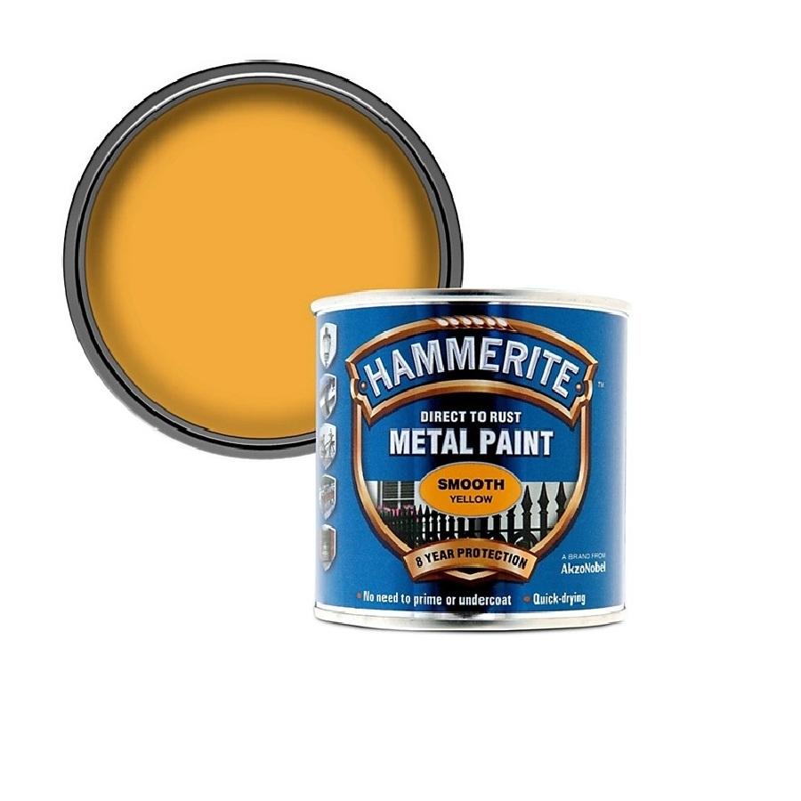 Hammerite Smooth Yellow Glossy 0,75L sjajna 3 u 1 emajl boja za metal za spolja i unutra na modifikovanoj uljanoj bazi za brzo sušenje (0,08-0,20L/m2/sloj)