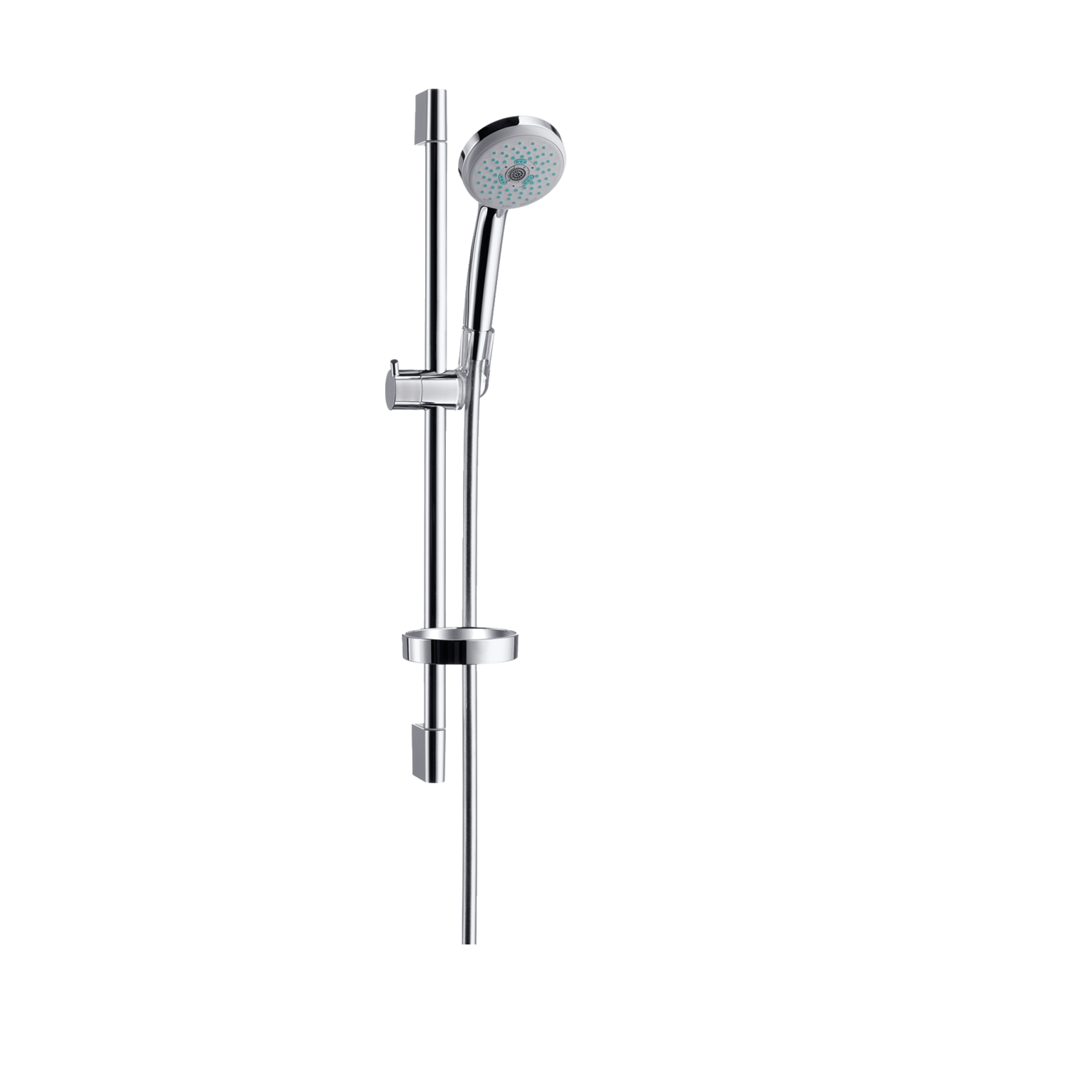 Hansgrohe Croma 100 Chrome tuš set: ručni tuš sa 3 mlaza, Isiflex'B 1600 crevo za tuš i usponska šipka sa kliznim držačem i policom 27775000