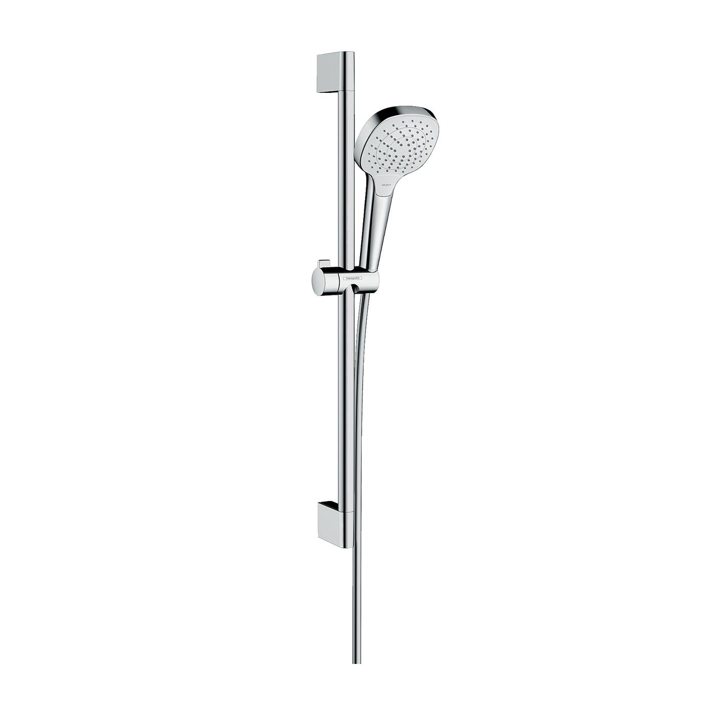 Hansgrohe Croma Select E 110 White/Chrome tuš set: ručni tuš sa 3 mlaza, Isiflex 1600 crevo za tuš i usponka šipka 669 sa kliznim držačem 26582400