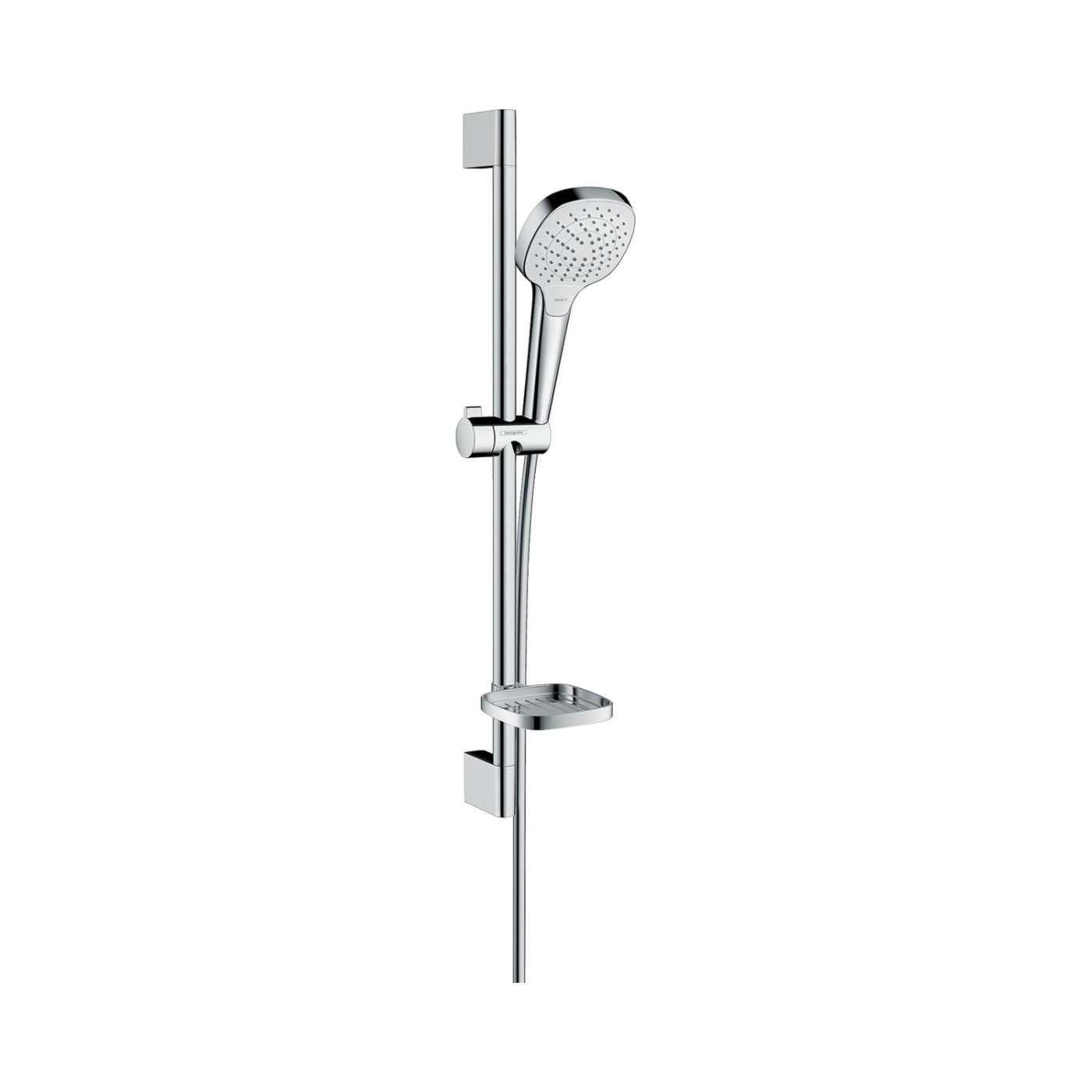 Hansgrohe Croma Select E White/Chrome tuš sistem: ručni tuš, usponska šipka za tuš, Isiflex 1600 crevo za ručni tuš, držač sapuna 26586400