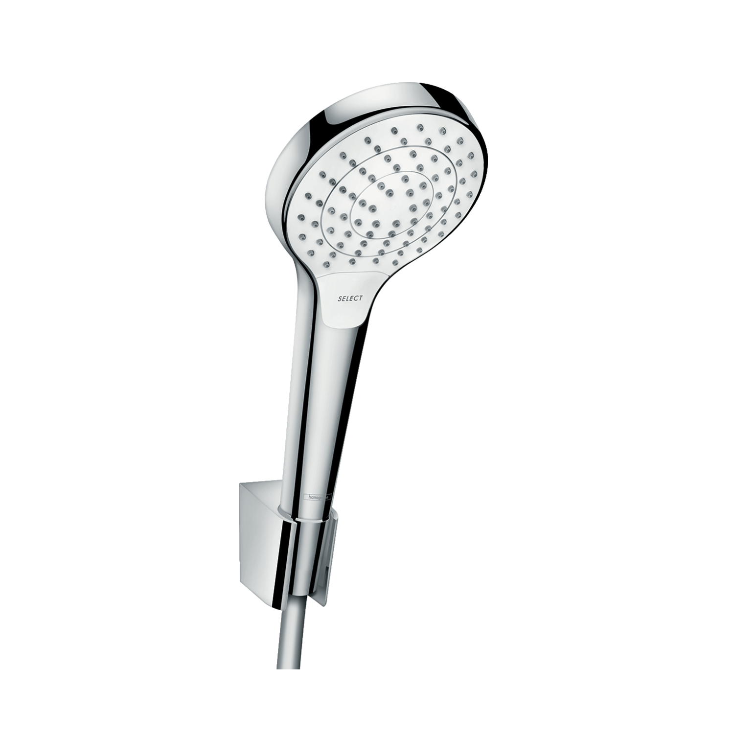 Hansgrohe Croma Select S 110 White/Chrome tuš set: ručni tuš sa 3 mlaza, Isiflex'B 1250 crevo za tuš i držač 26421400
