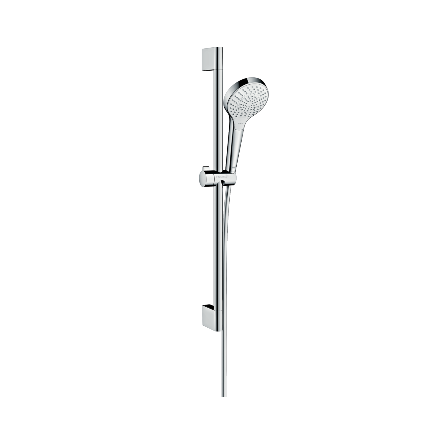 Hansgrohe Croma Select S 110 White/Chrome tuš set: ručni tuš sa 3 mlaza, Isiflex'B 1600 crevo za tuš i usponska šipka sa kliznim držačem 26560400