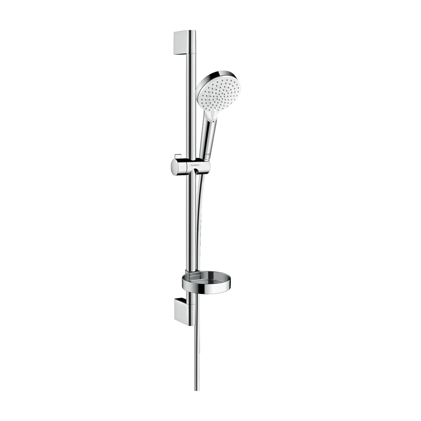Hansgrohe Crometta 100 Chrome tuš set: ručni tuš sa 2 mlaza, Isiflex 1600 crevo za tuš i usponska šipka sa kliznim držačem i policom 26553400