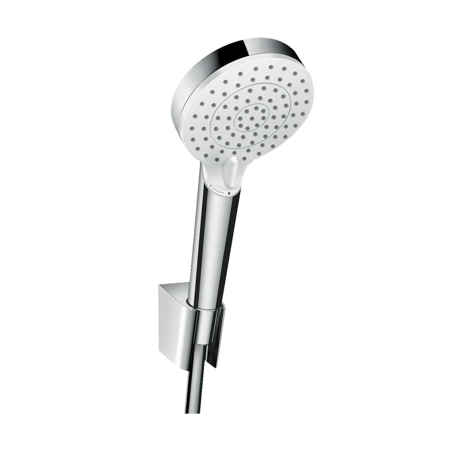 Hansgrohe Crometta 100 White/Chrome tuš set: ručni tuš sa 2 mlaza, Isiflex'B 1600 crevo za tuš i držač 26691400