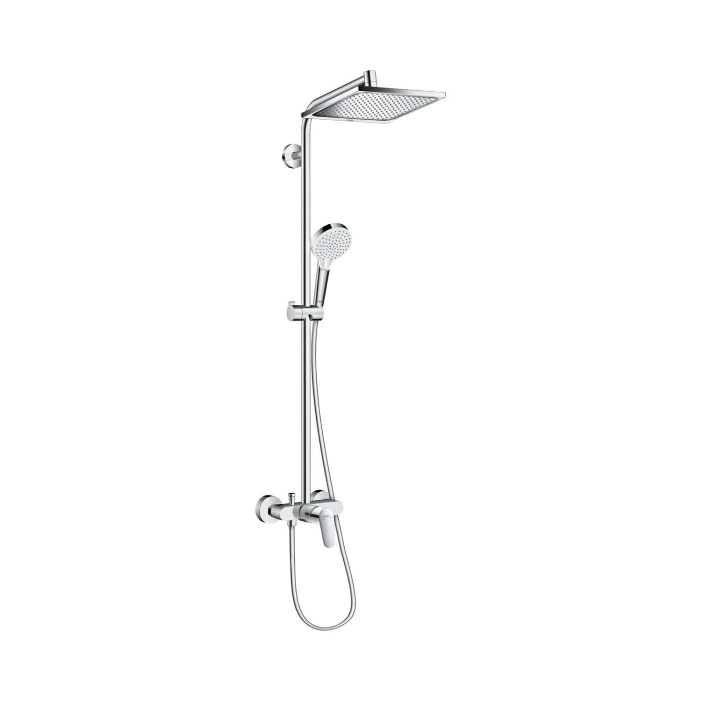 Hansgrohe Crometta E 240 Chrome tuš set: ručni tuš, usponska šipka za tuš, Isiflex crevo za tuš, držač ručnog tuša i baterija 27284000