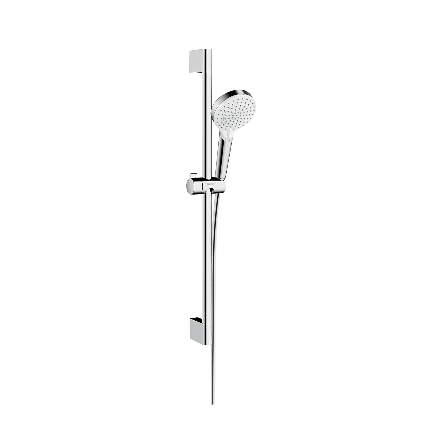 Hansgrohe Crometta Vario EcoSmart 100 White/Chrome ručni tuš sa 2 vrste mlaza sa usponskom šipkom, kliznim držačem i crevom Isiflex B'1600 26534400