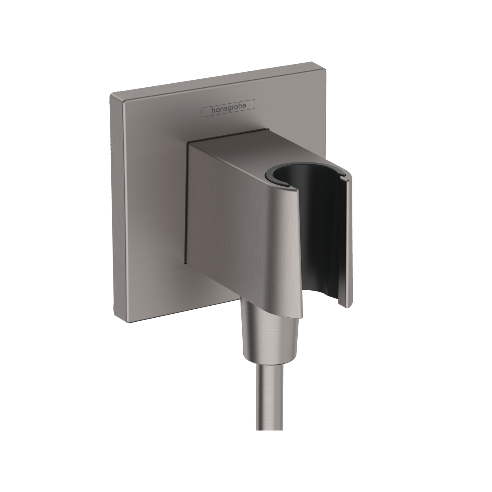 Hansgrohe FixFit E Square Brushed Black Chrome priključak za crevo ručnog tuša sa držačem za ručni tuš sa nepovratnim ventilom 26889340