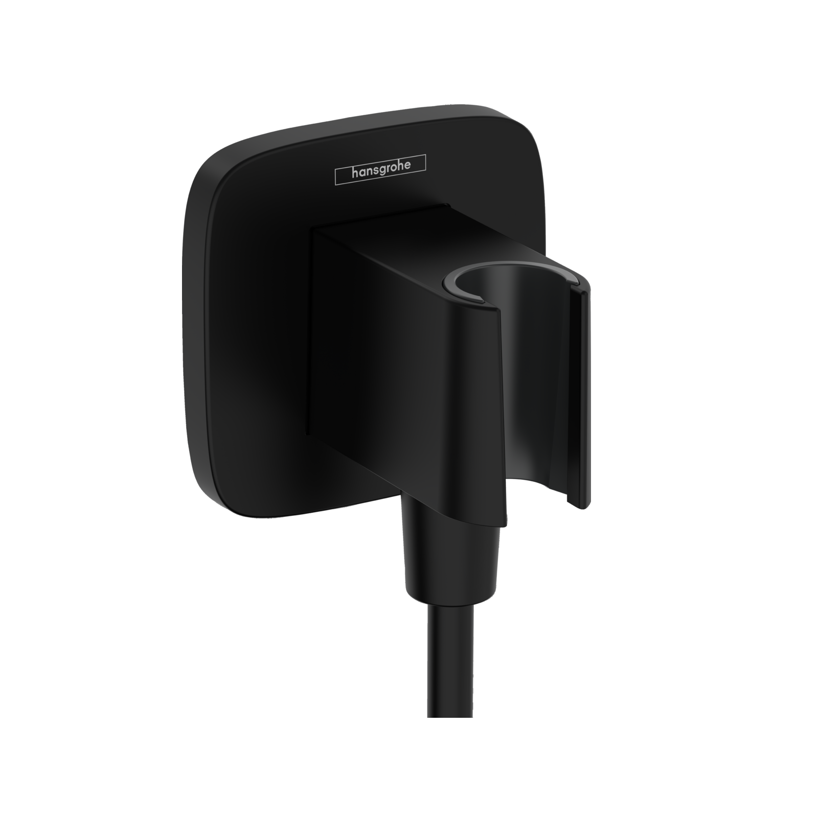 Hansgrohe FixFit Q Softsquare Matt Black priključak za crevo ručnog tuša sa držačem za ručni tuš sa nepovratnim ventilom 26887670