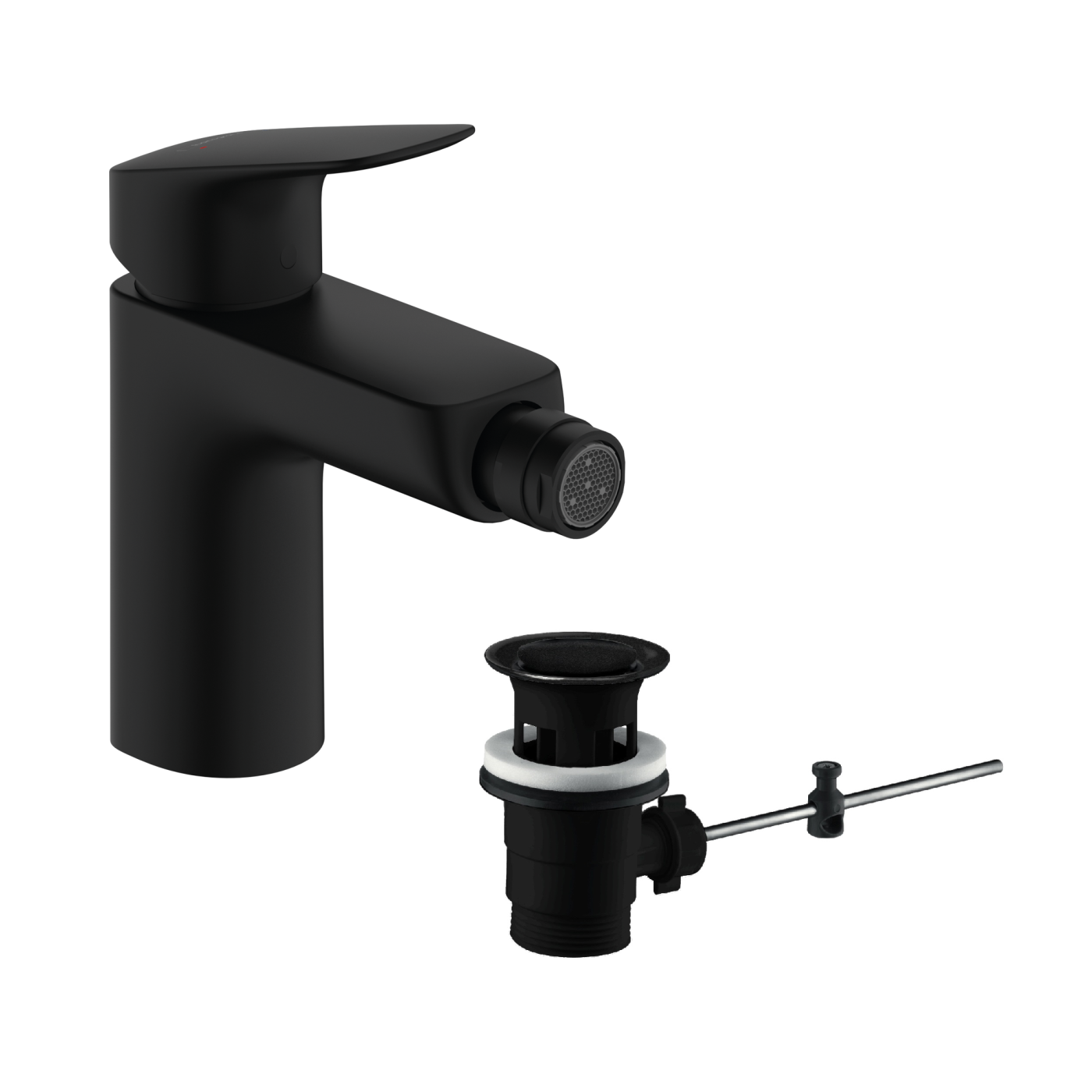 Hansgrohe Logis 100 Matt Black baterija (slavina) za bide sa odlivnim ventilom sifona pop-up 71200000