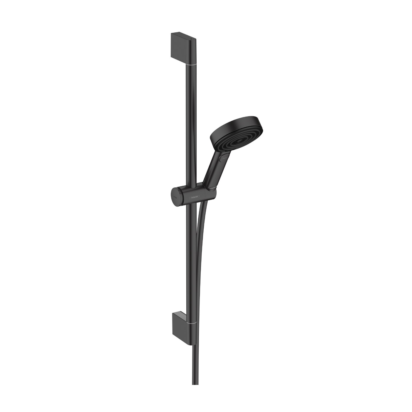 Hansgrohe Pulsify Select S 105 Matt Black tuš set: ručni tuš sa 3 mlaza, Isiflex 1600 crevo za tuš i usponska šipka sa kliznim držačem 24160670