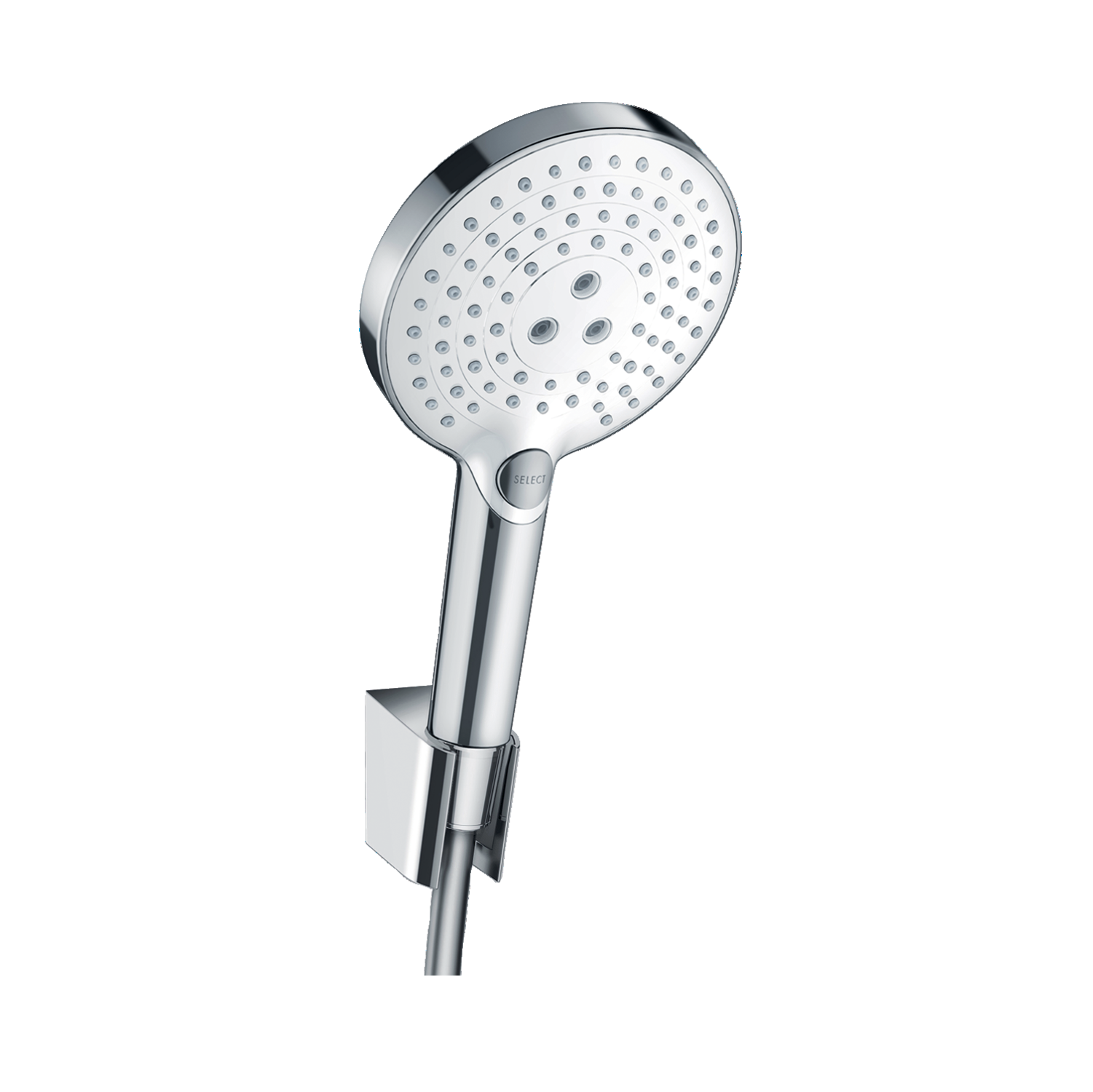Hansgrohe Raindance Select S 120 White/Chrome tuš set: ručni tuš sa 3 mlaza, Isiflex'B 1600 crevo za tuš i držač 26721400