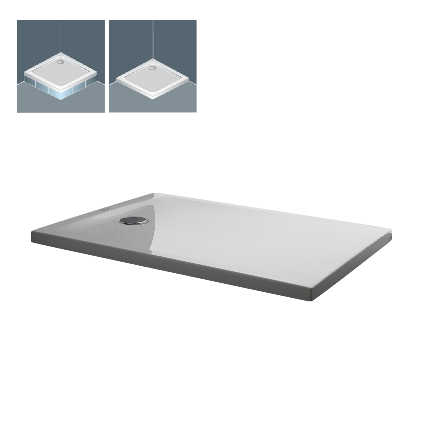 Kolpa San Evelin Tray Q White 90x120x5 tuš kada četvrtasta ugradna od sanitarnog akrila sa odlivom Ø90mm 593160