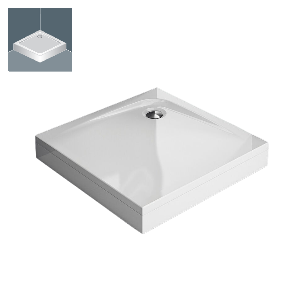Kolpa San Evelin Tray Q White 90x90x15.7 tuš kada četvrtasta ugradna od sanitarnog akrila sa oblogom i postoljem sa odlivom Ø90mm 593040