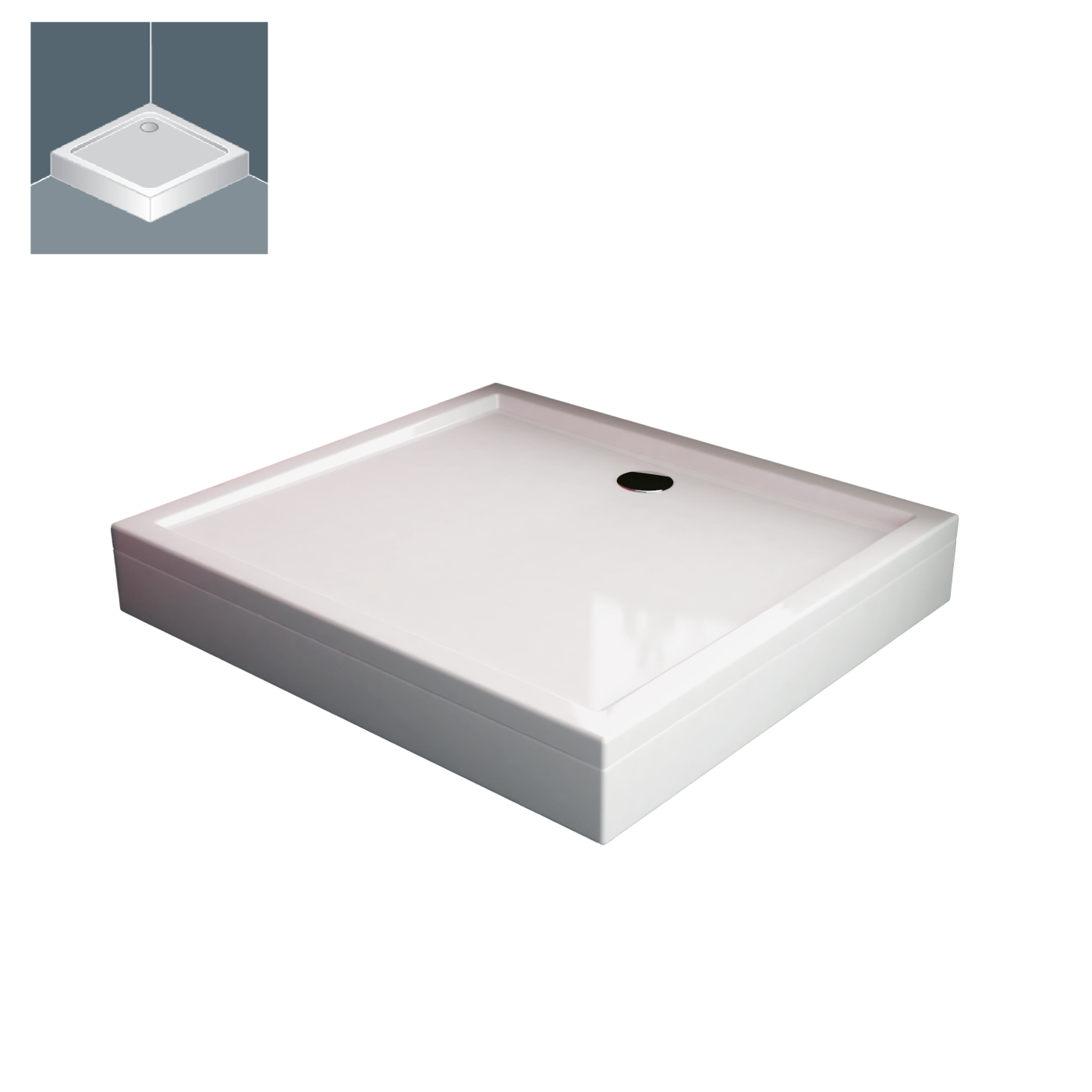 Kolpa San Flamenco White 100x100x15.5 tuš kada četvrtasta ugradna od sanitarnog akrila sa oblogom i postoljem sa odlivom Ø90mm 961430