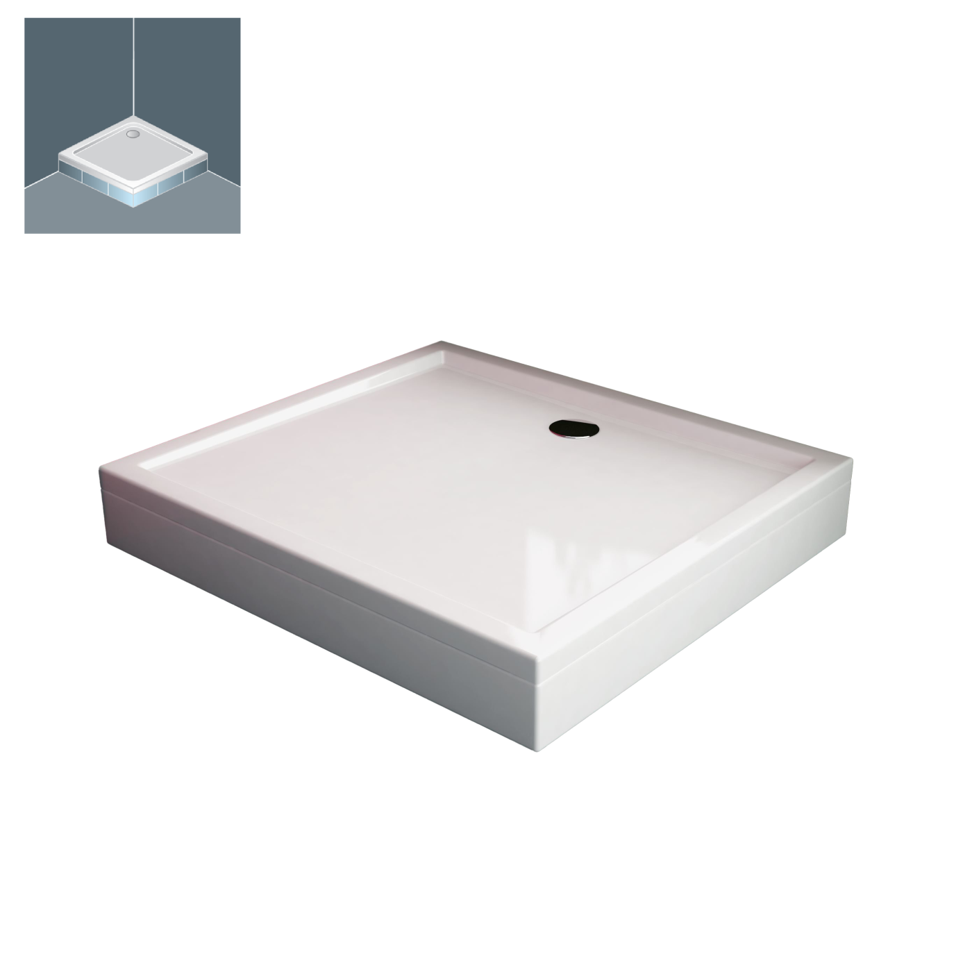 Kolpa San Flamenco White 70x70 tuš kada četvrtasta ugradna od sanitarnog akrila 571110