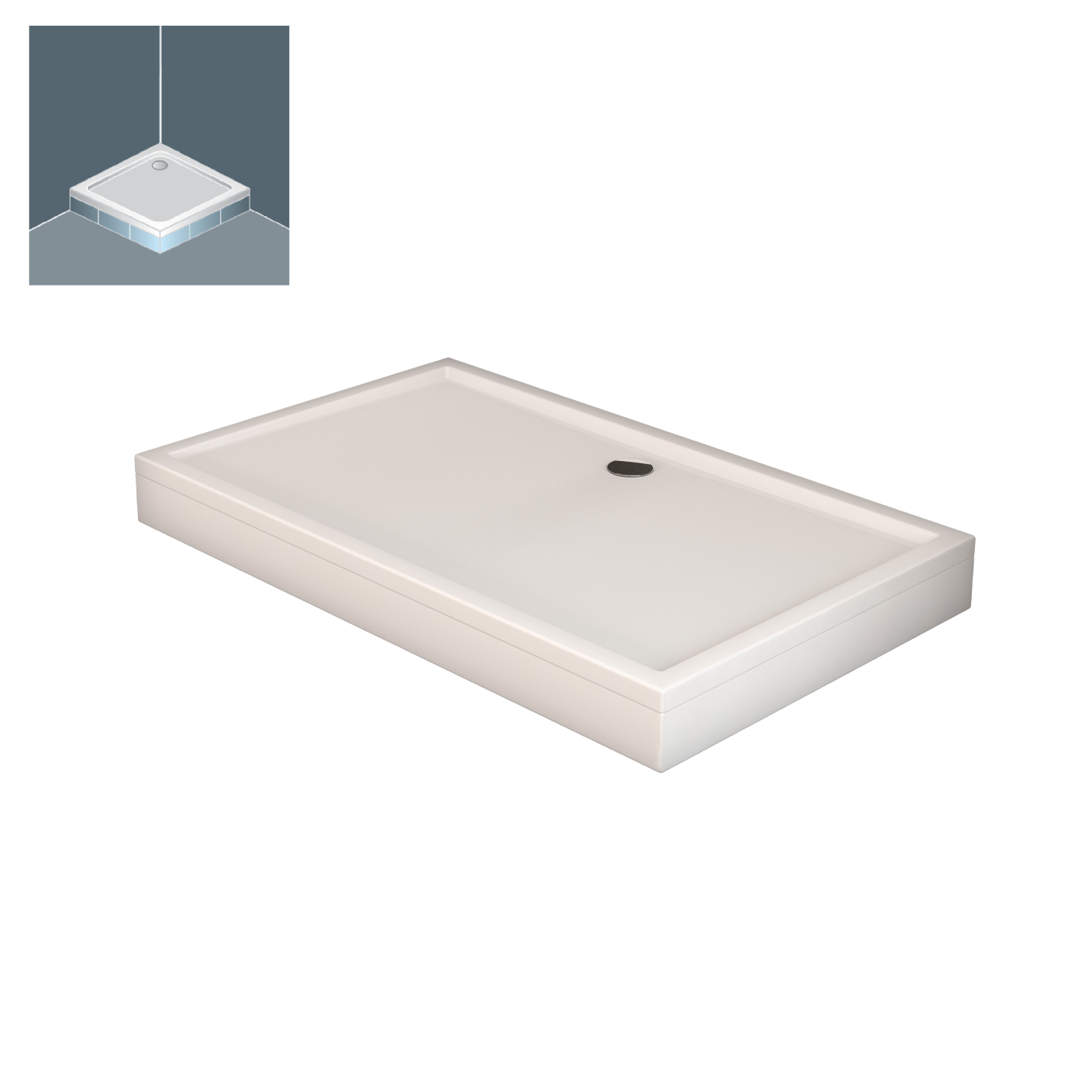 Kolpa San Flamenco White 80x100x4 tuš kada četvrtasta ugradna od sanitarnog akrila sa odlivom Ø90mm 571070